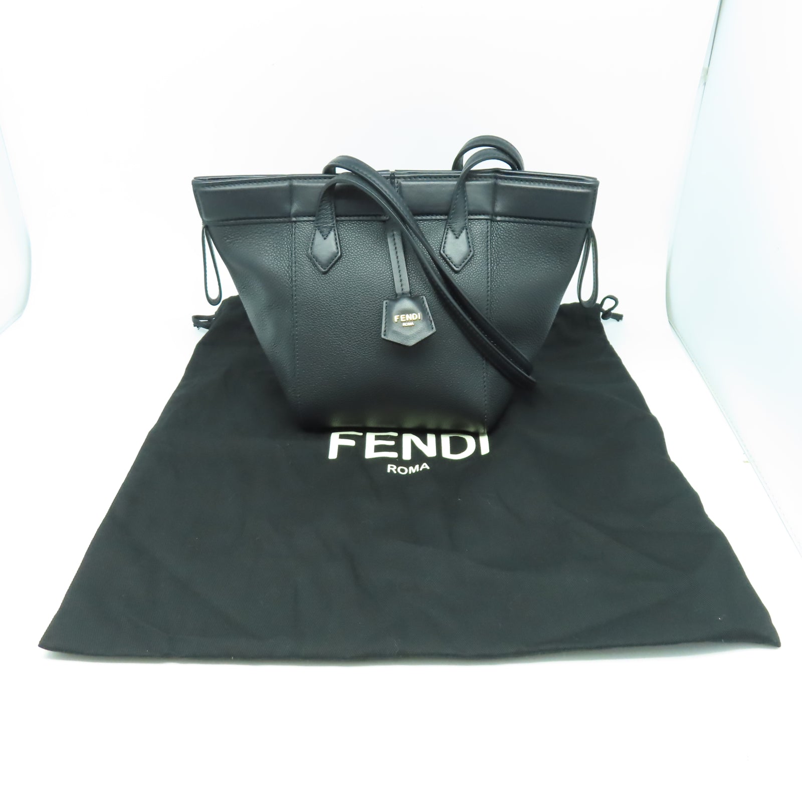 FENDI 牛皮皮革Origami金扣肩背袋黑色