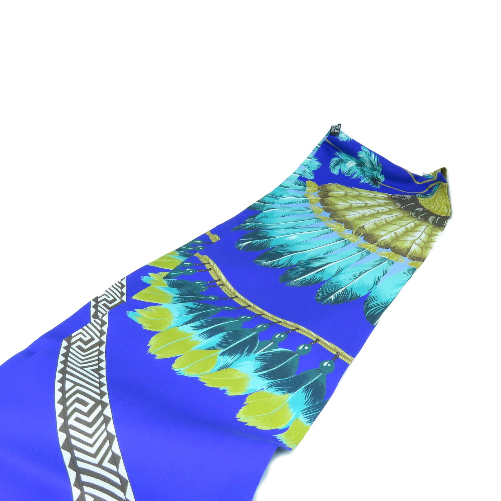 HERMES 絲質Maxi Twilly絲巾藍色/彩色