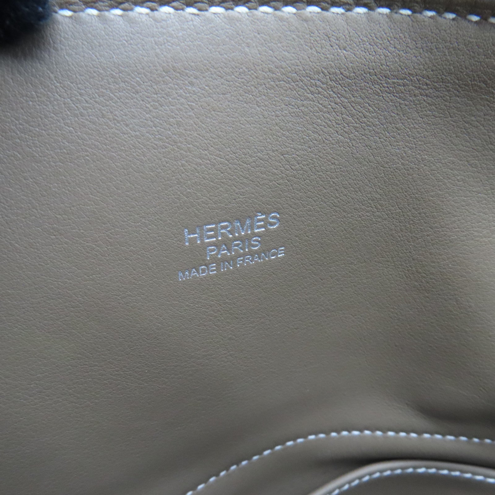 HERMES Clemence Leather Bolide 31 Silver Button Handle Bag Brown