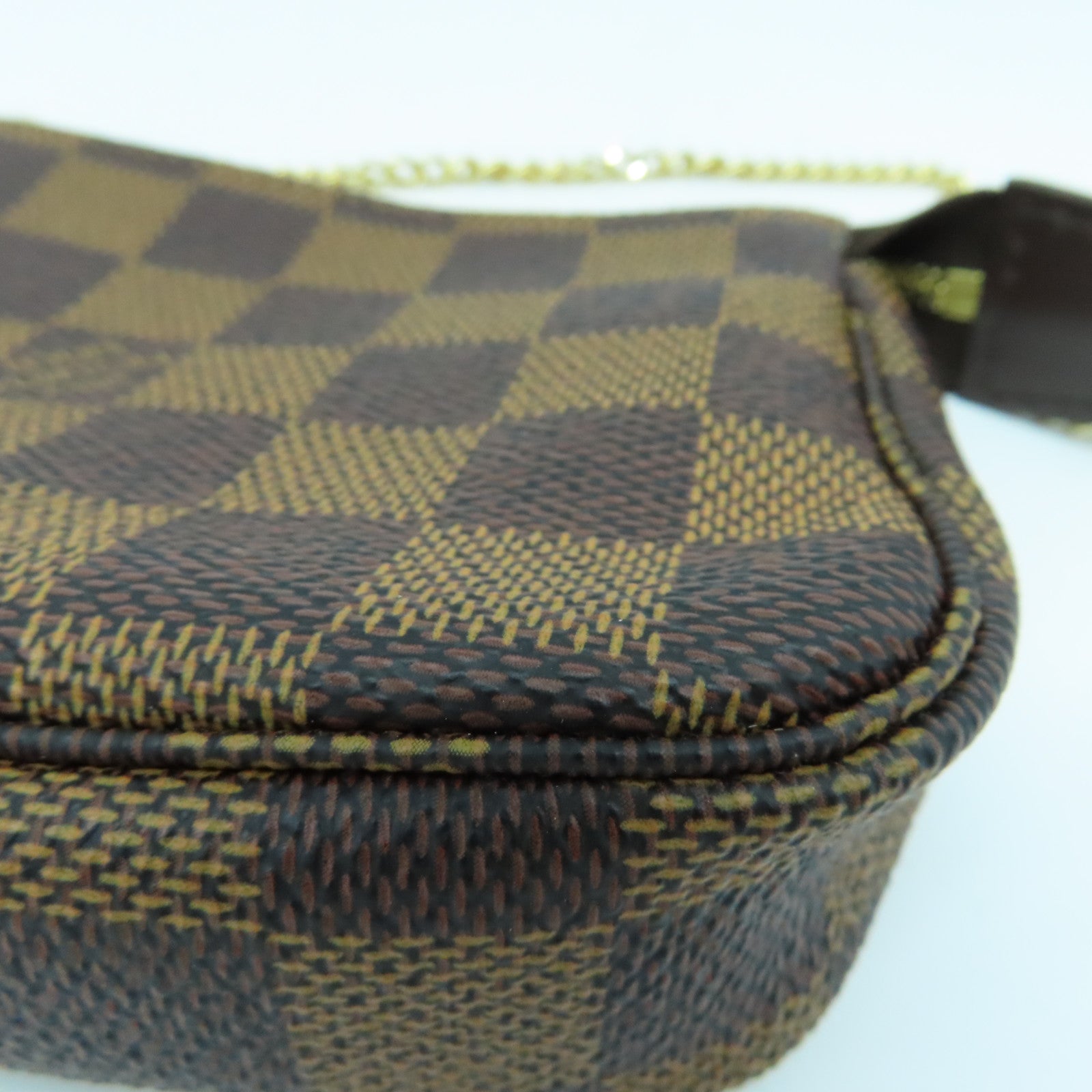 LOUIS VUITTON Damier Pochette Mini手挽袋啡色