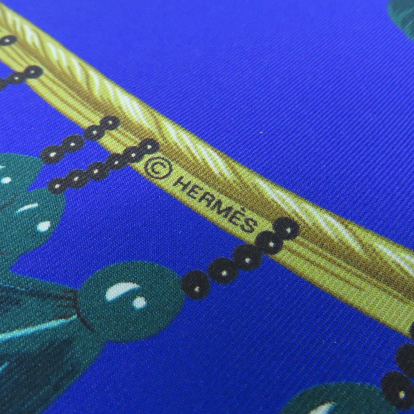 HERMES 絲質Maxi Twilly絲巾藍色/彩色