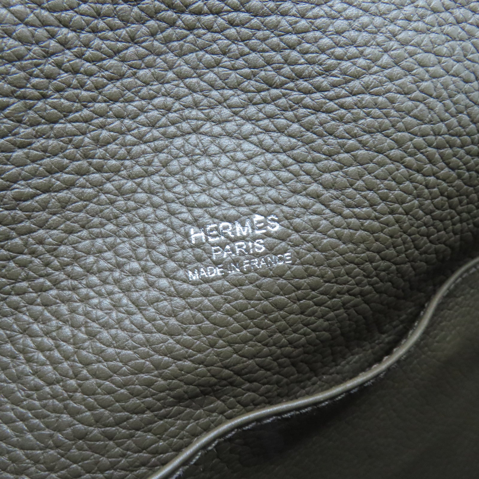 HERMES Clemence皮革Barda 30銀扣肩背袋Taupe棕色