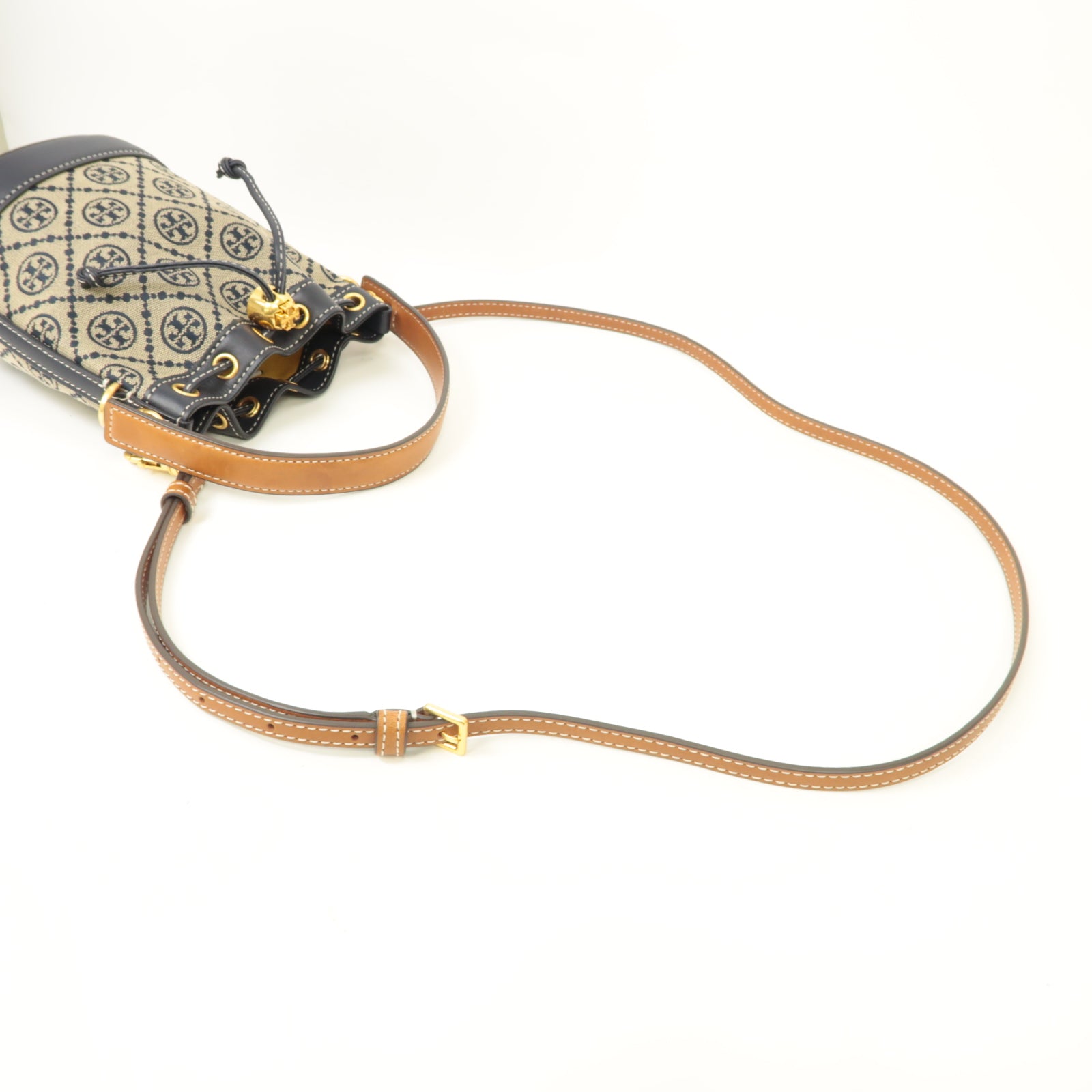 Tory Burch 帆布Shoulder Bag金扣手挽肩背兩用袋藍色