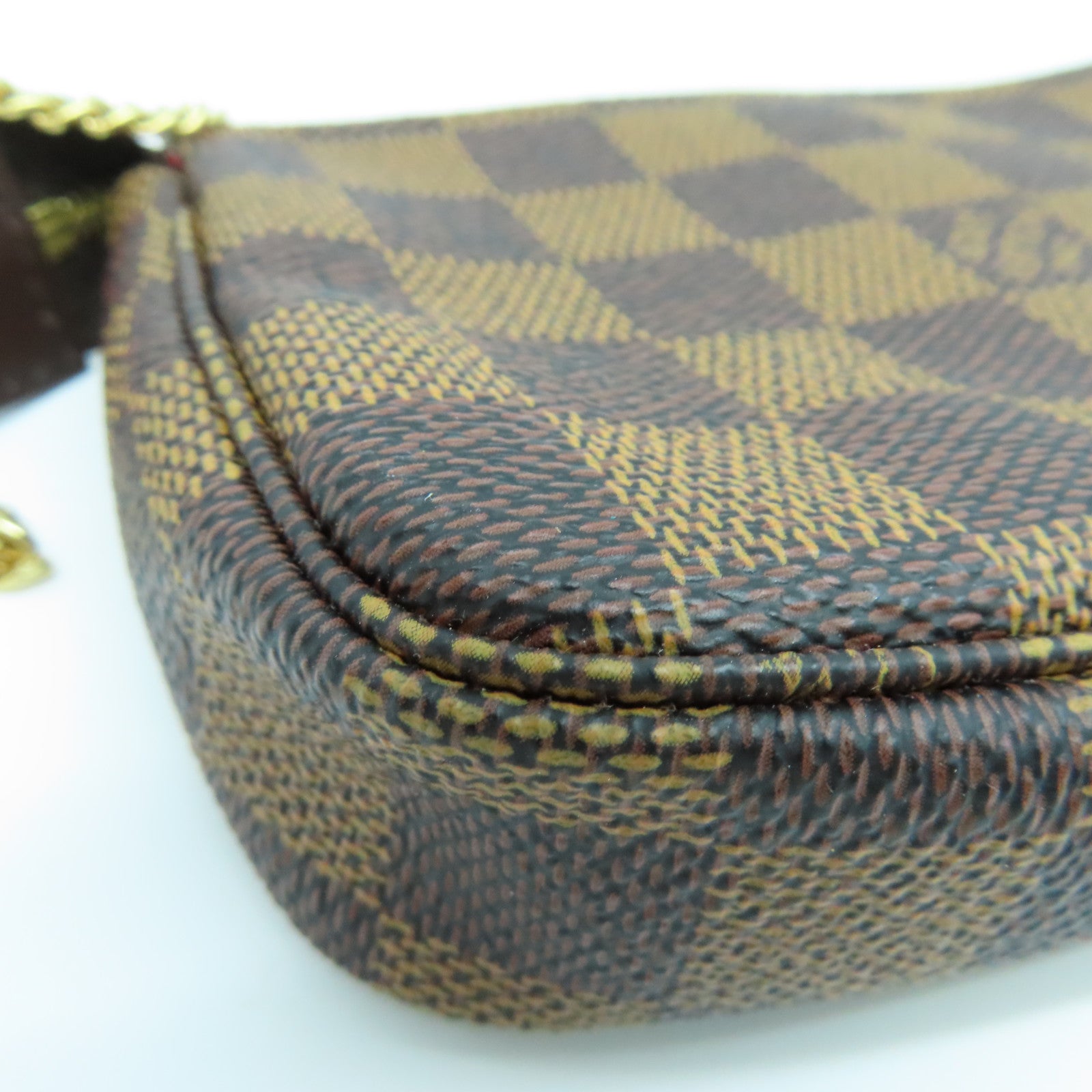 LOUIS VUITTON Damier Pochette Mini手挽袋啡色