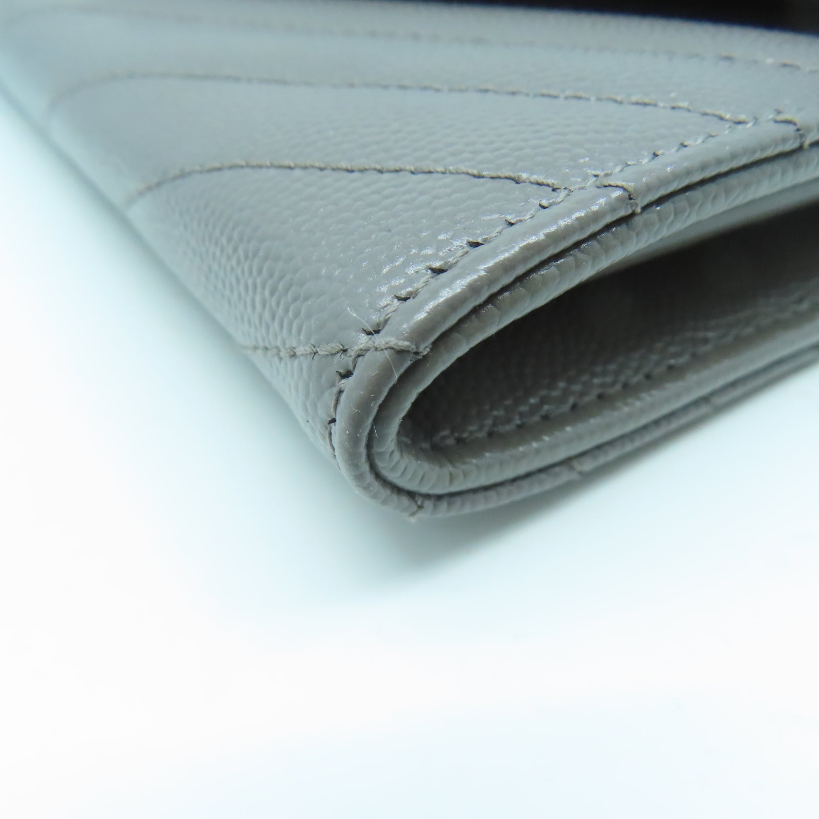 SAINT LAURENT 牛皮皮革Long Wallet金扣長錢包灰色