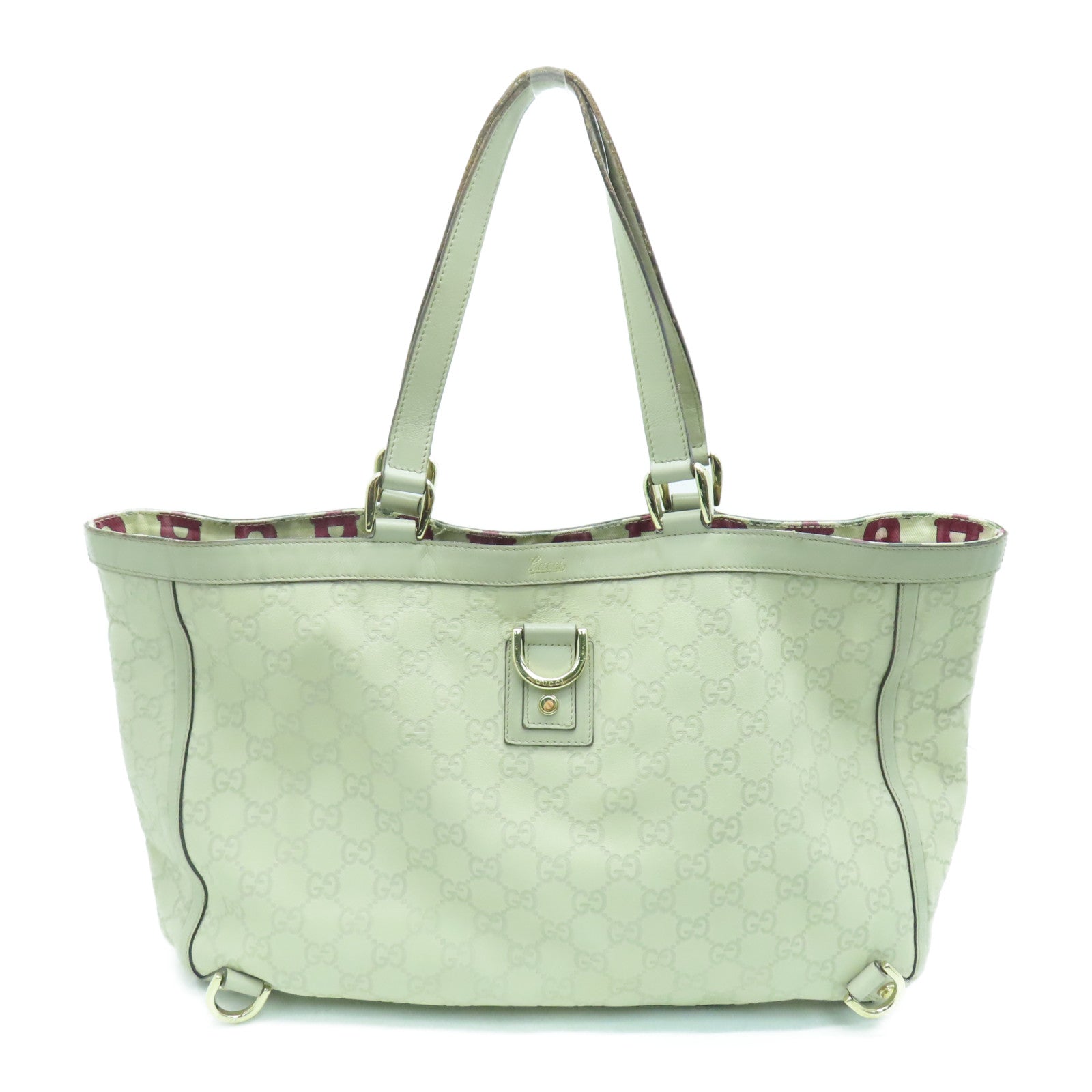 GUCCI 牛皮皮革Tote Bag银扣手挽袋灰色