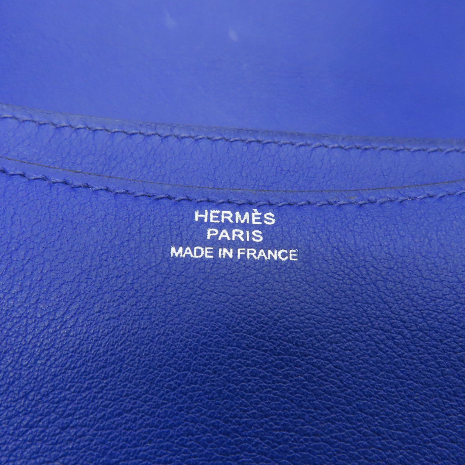 HERMES Swift皮革Constance Mini銀扣肩背袋藍色