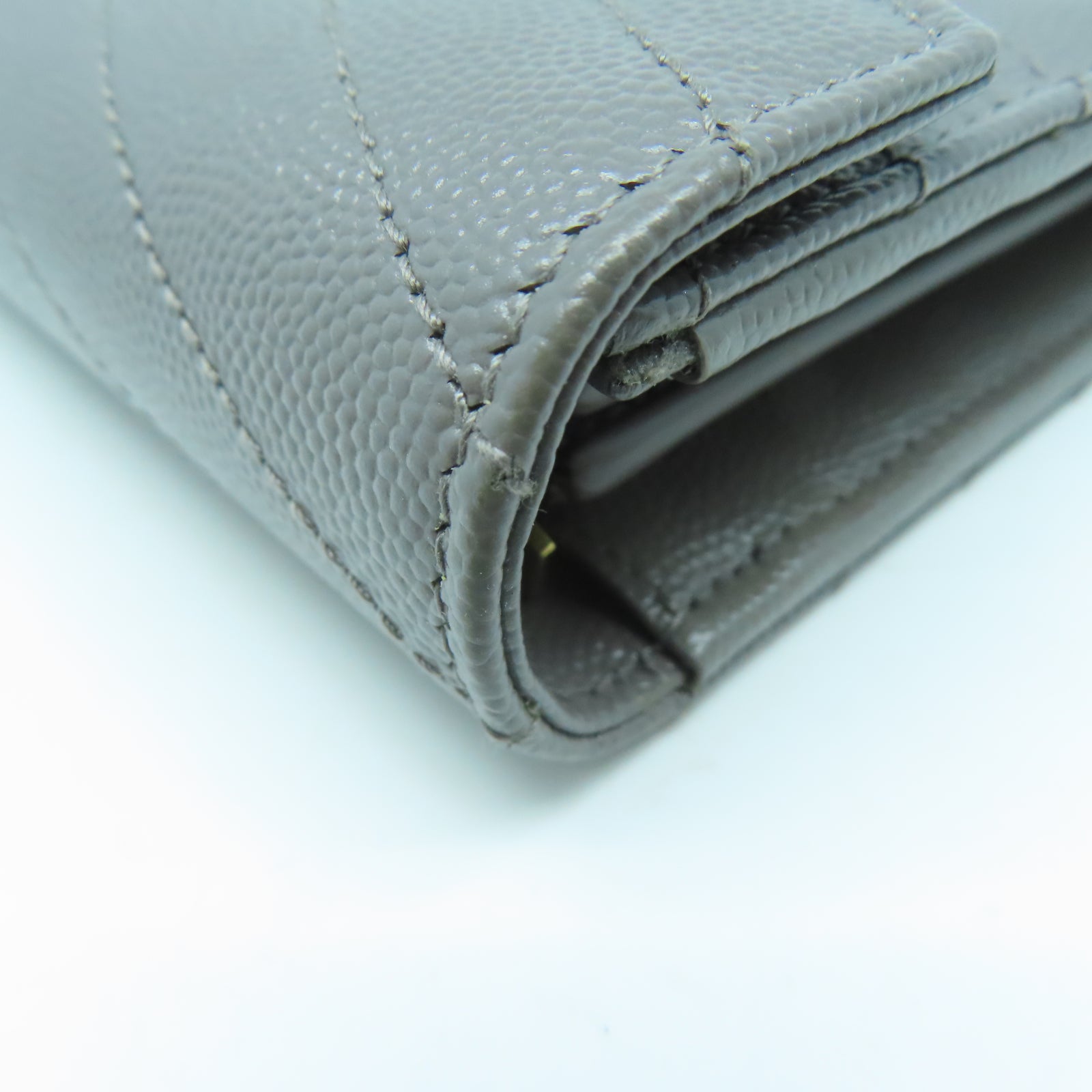 SAINT LAURENT 牛皮皮革Long Wallet金扣長錢包灰色