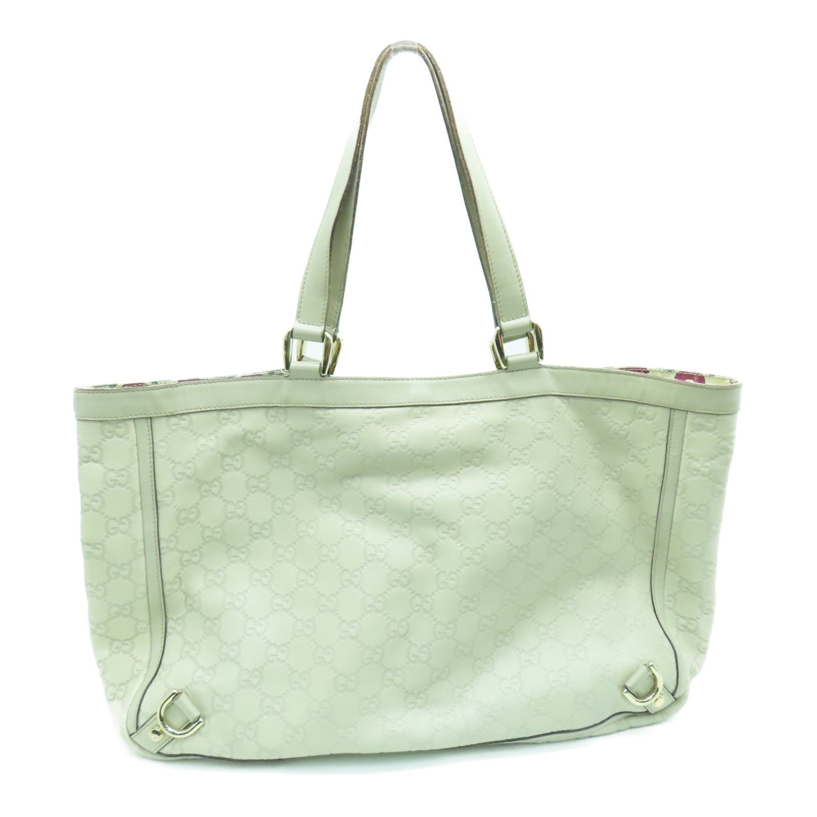 GUCCI 牛皮皮革Tote Bag银扣手挽袋灰色