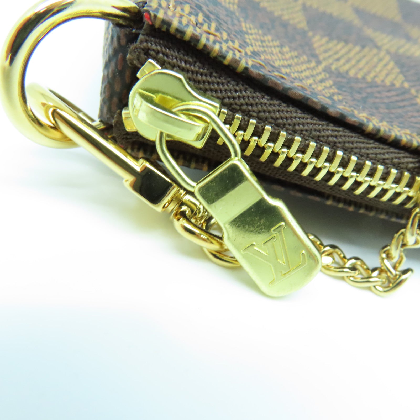 LOUIS VUITTON Damier Pochette Mini手挽袋啡色
