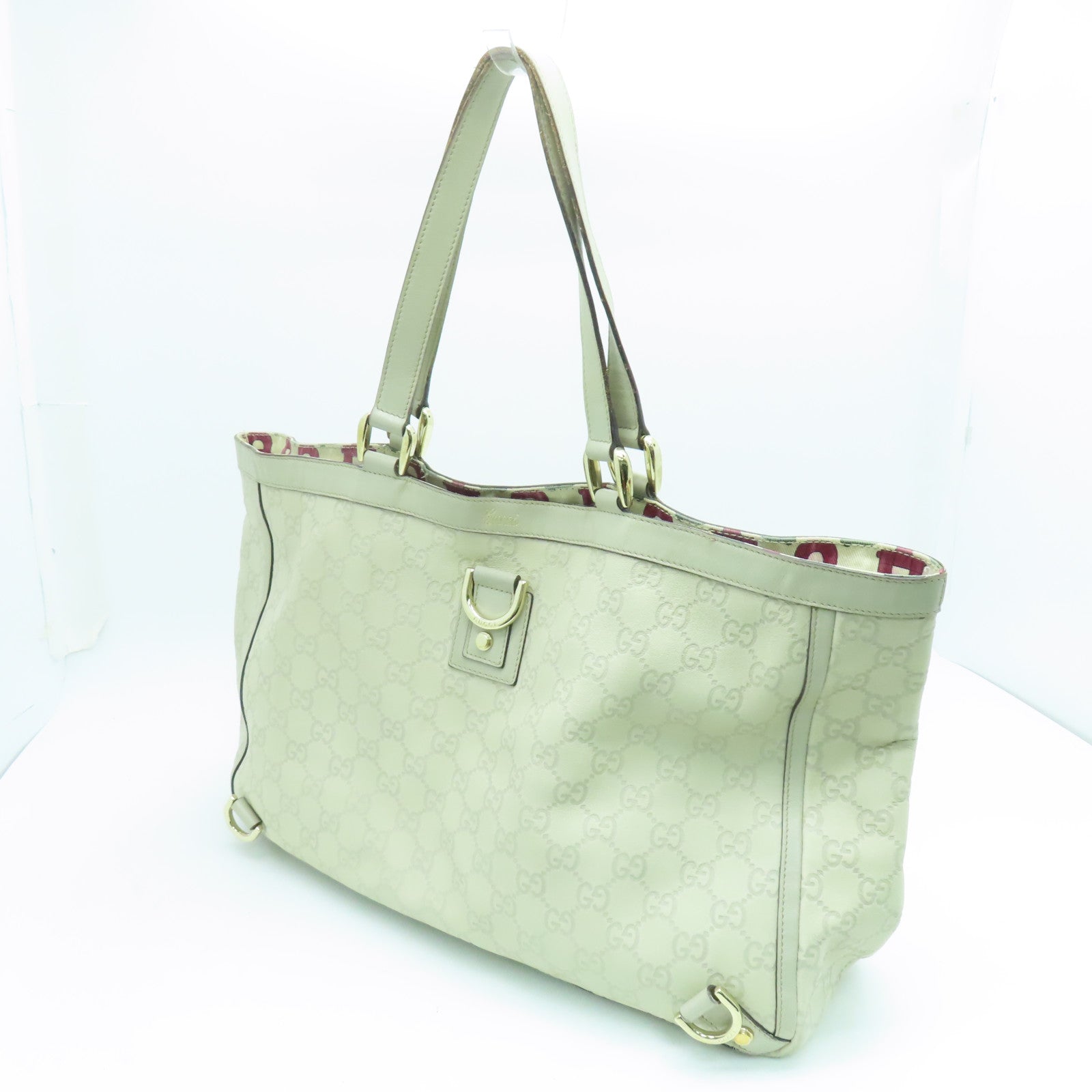 GUCCI 牛皮皮革Tote Bag银扣手挽袋灰色