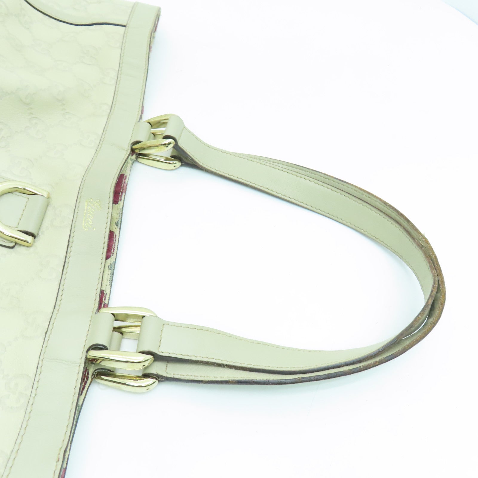 GUCCI 牛皮皮革Tote Bag银扣手挽袋灰色