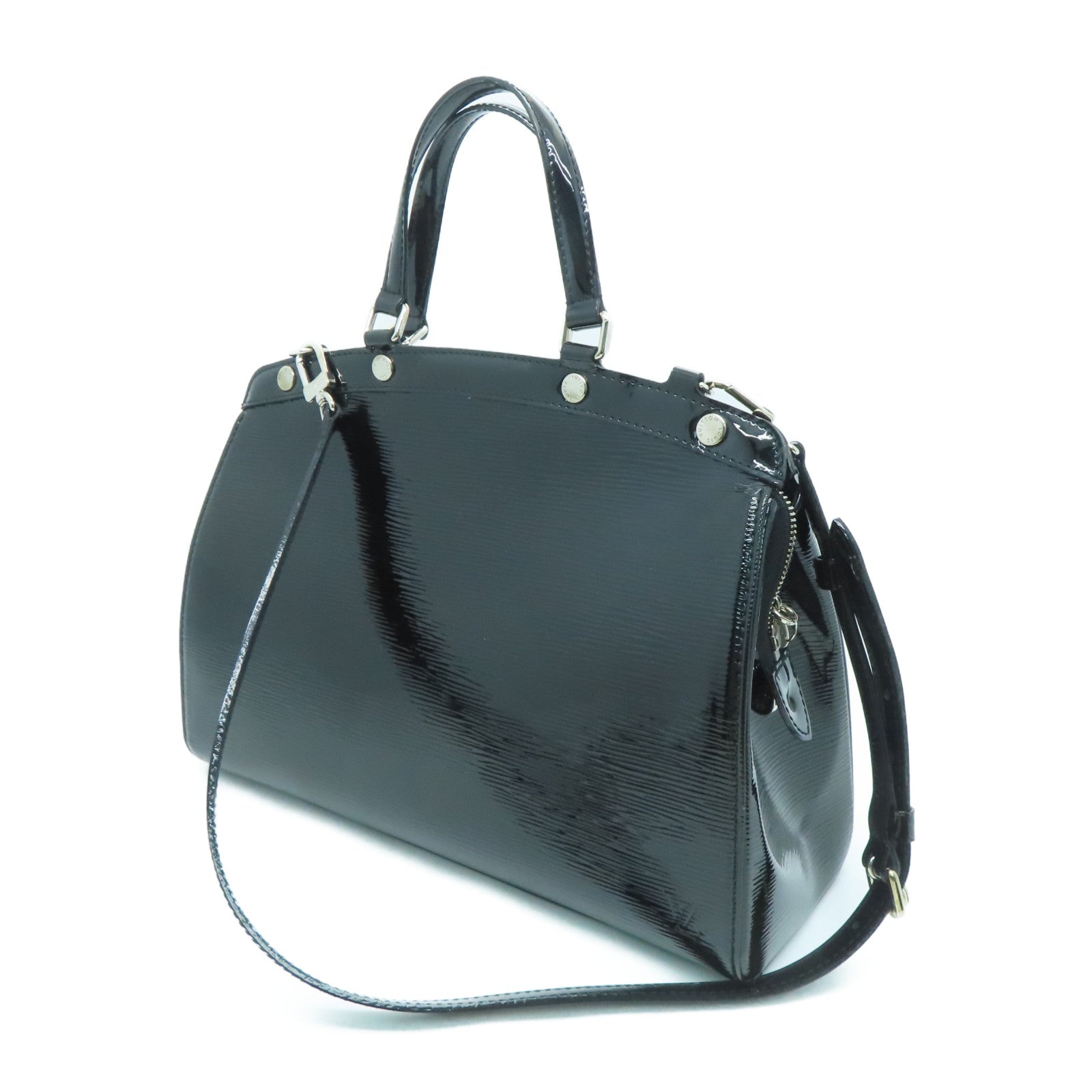 LOUIS VUITTON Epi Shiny Brea MM Silver Buckle Handle Shoulder Backpack Black