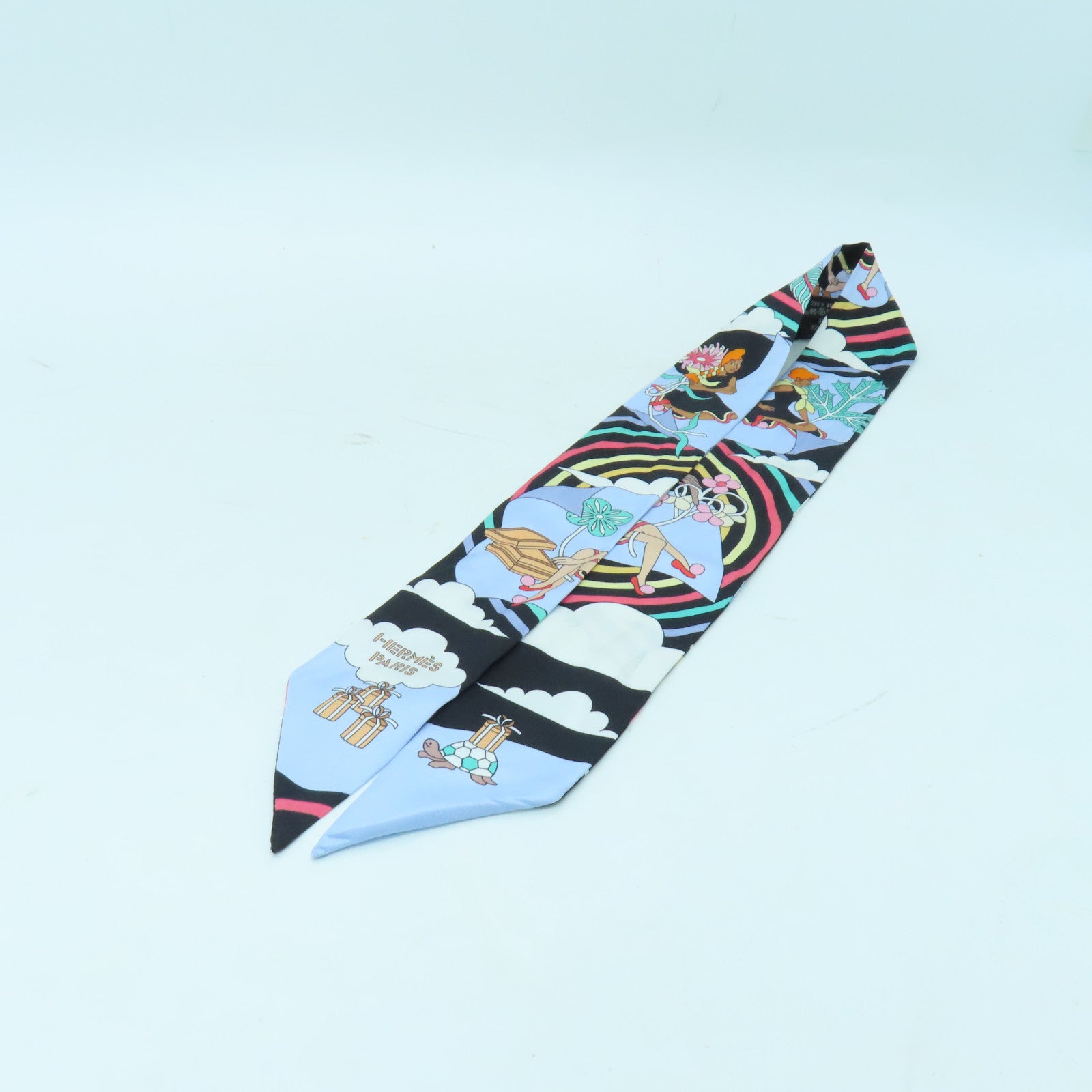 HERMES 絲質Twilly絲巾彩色