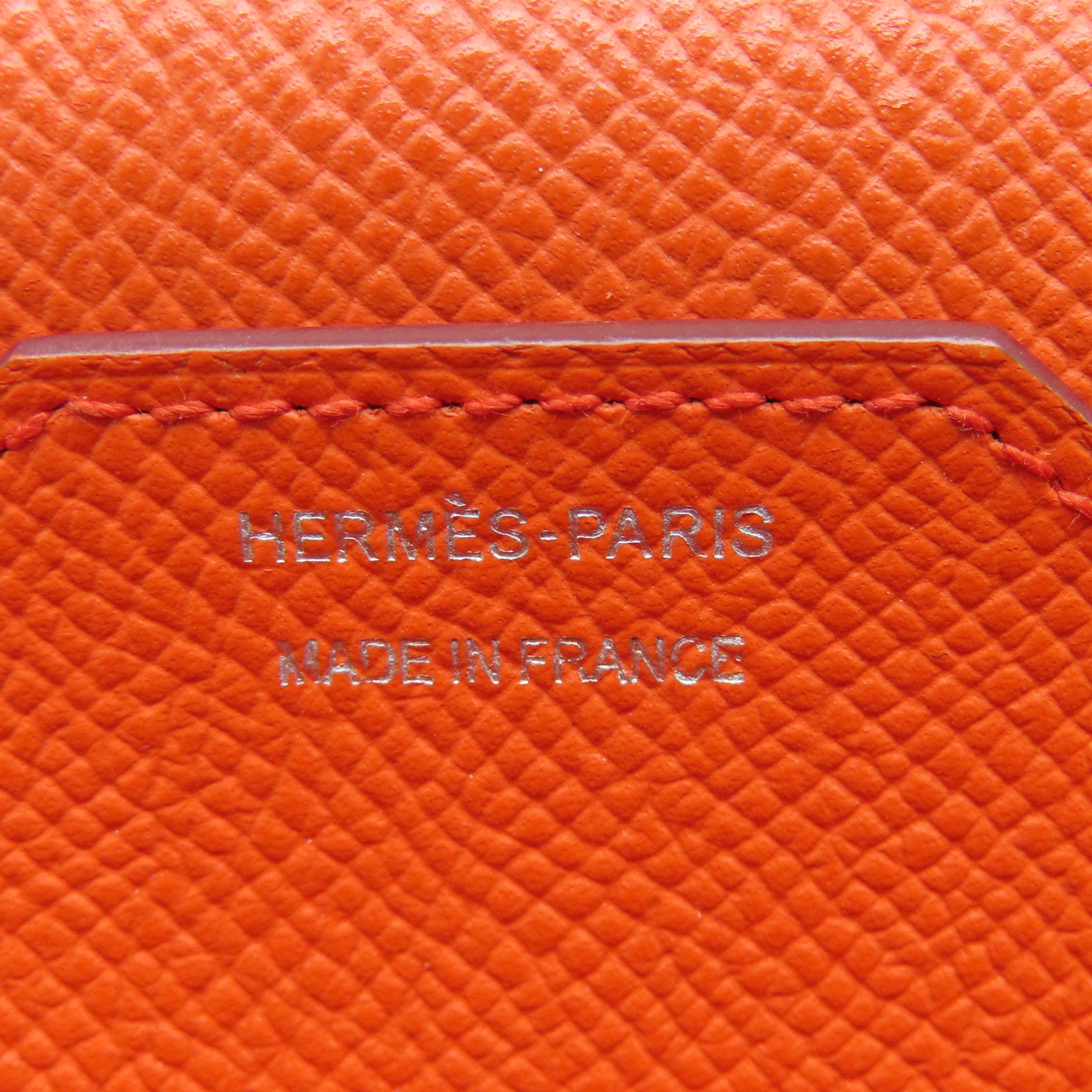 HERMES Epsom Leather Passant Long Wallet Silver Buckle Long Wallet Orange/Pink