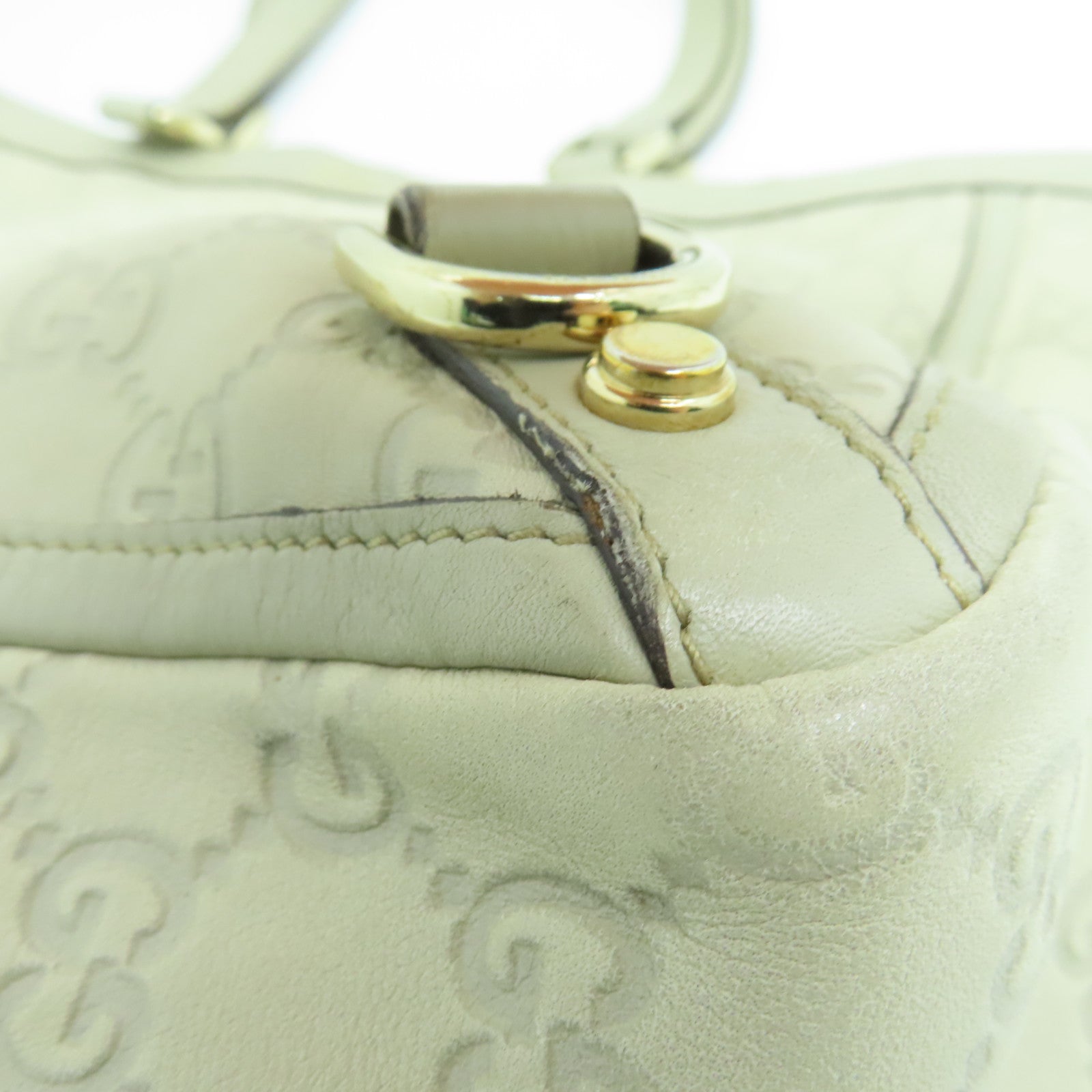 GUCCI 牛皮皮革Tote Bag银扣手挽袋灰色