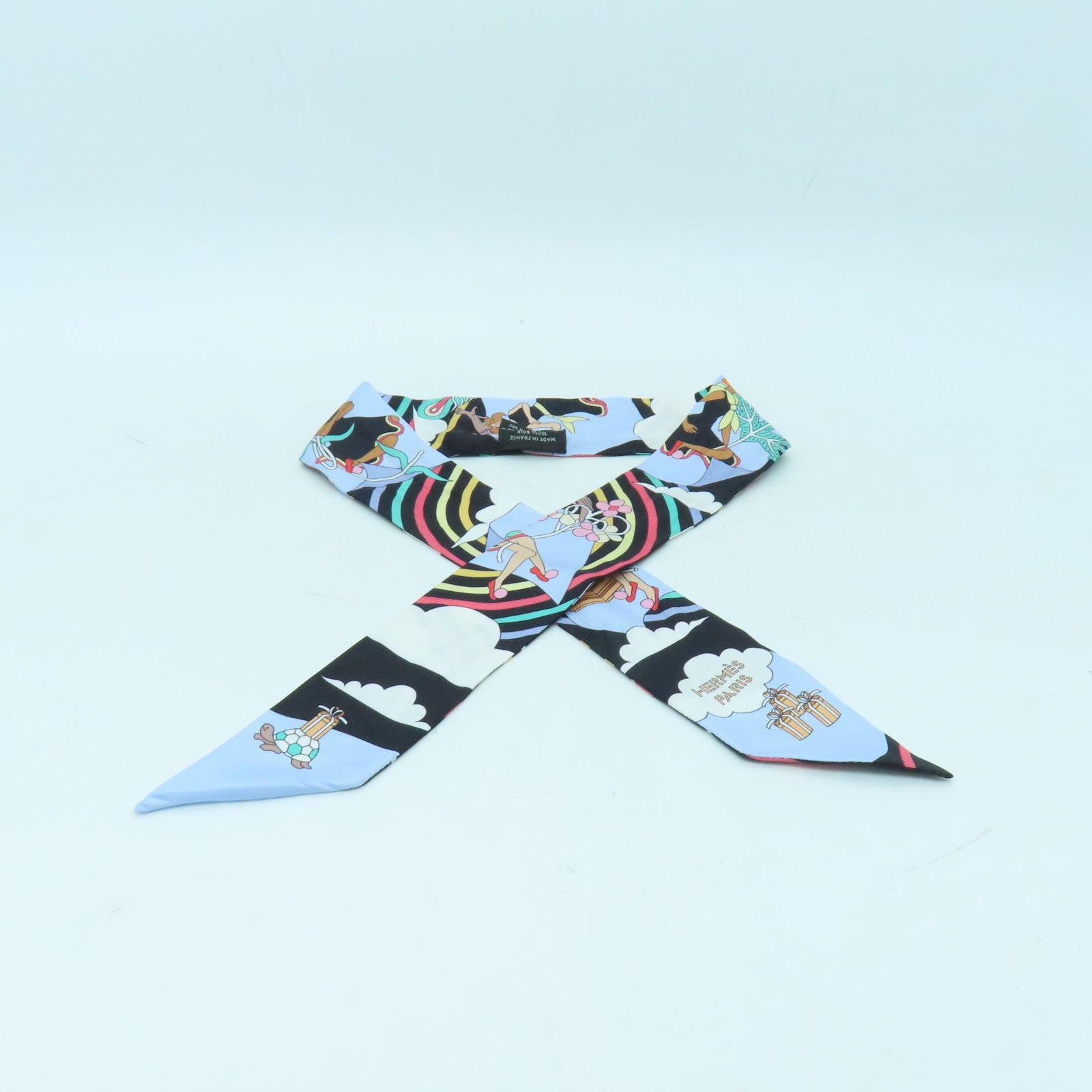 HERMES 絲質Twilly絲巾彩色