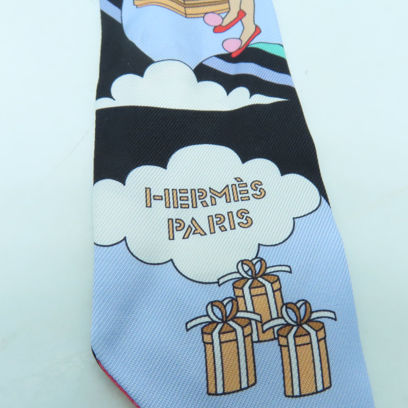 HERMES 絲質Twilly絲巾彩色