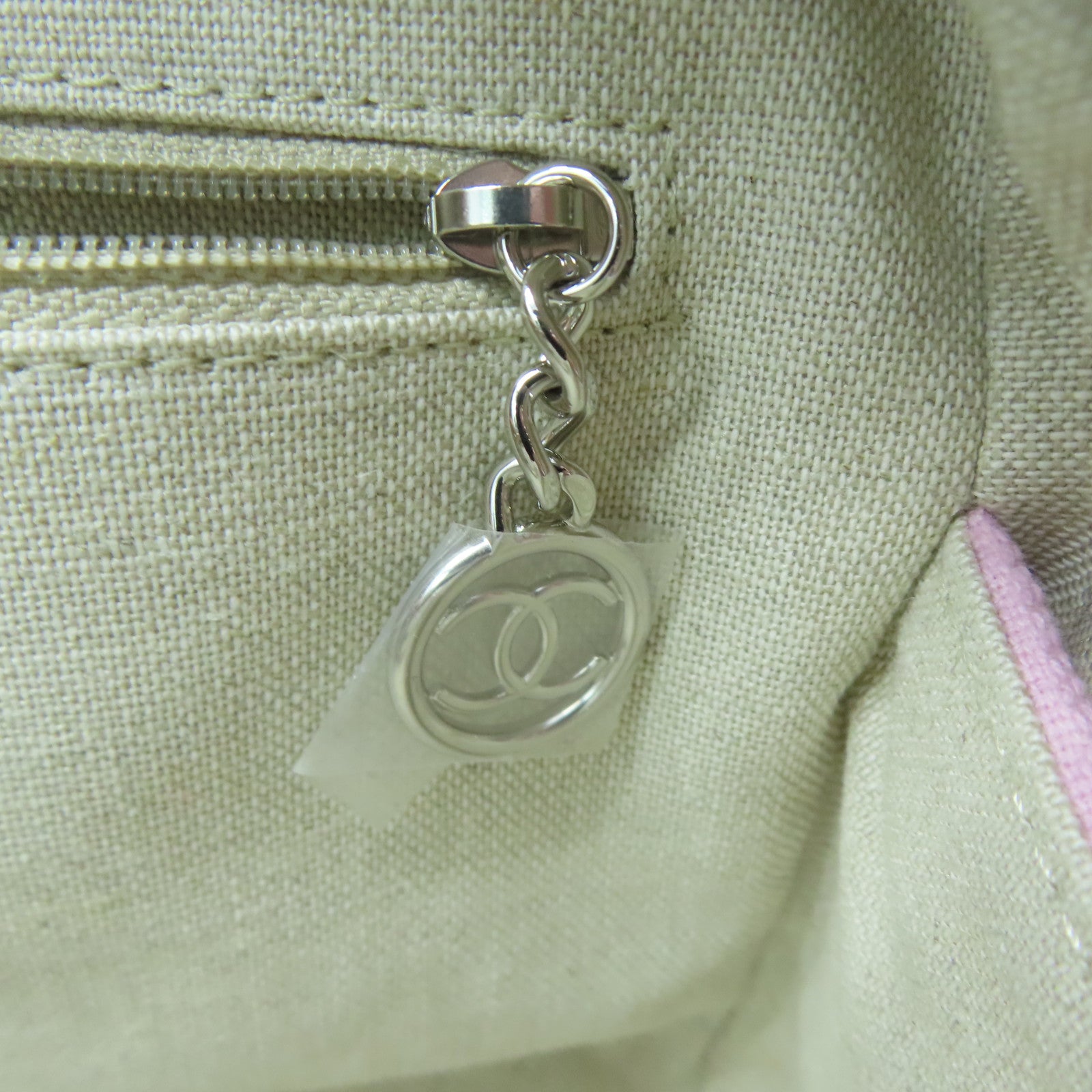 CHANEL canvas Boston Bag silver buckle handle bag pink