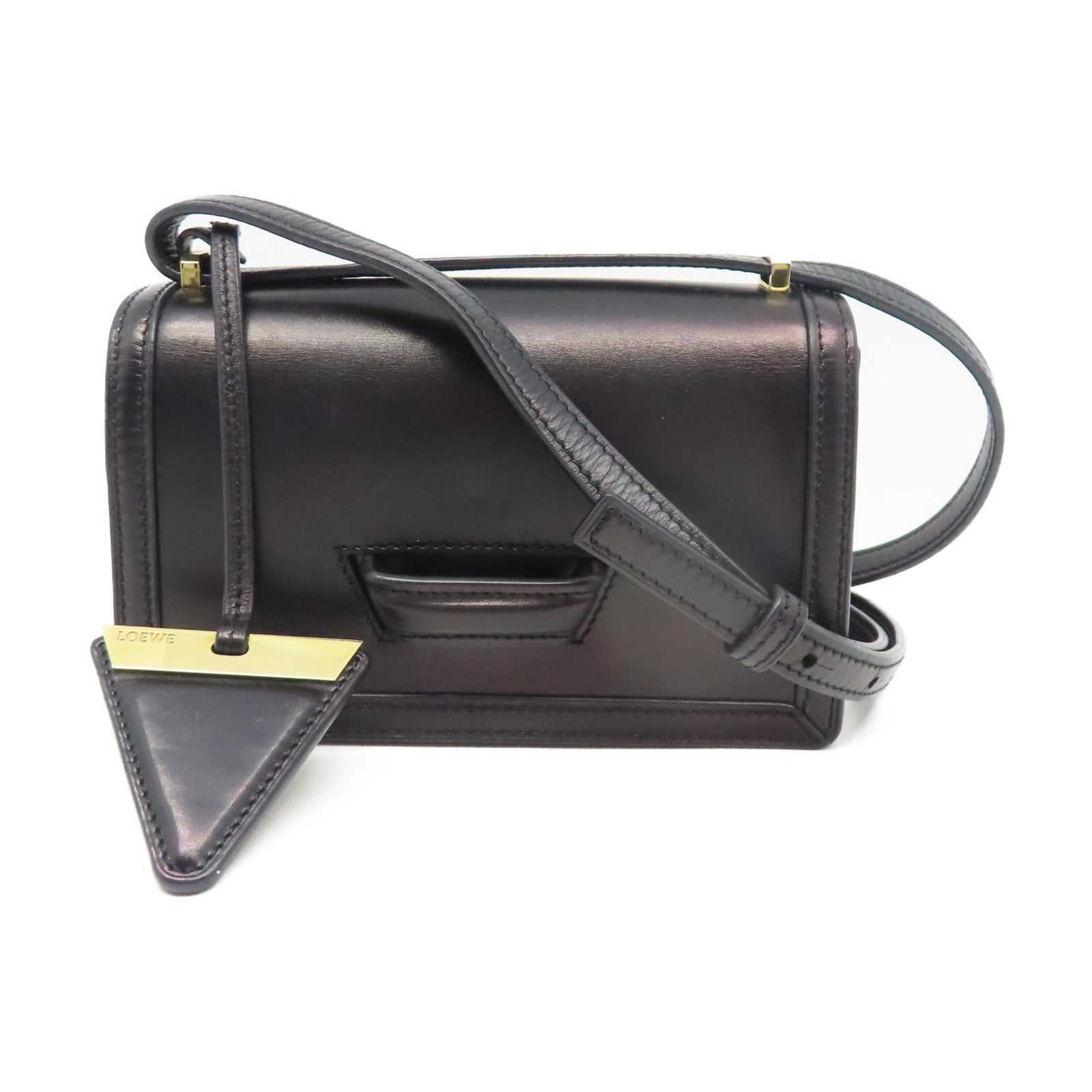 LOEWE 牛皮皮革Barcelona Small金扣肩背袋黑色