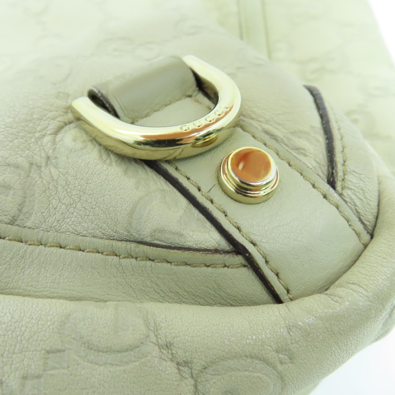 GUCCI 牛皮皮革Tote Bag银扣手挽袋灰色