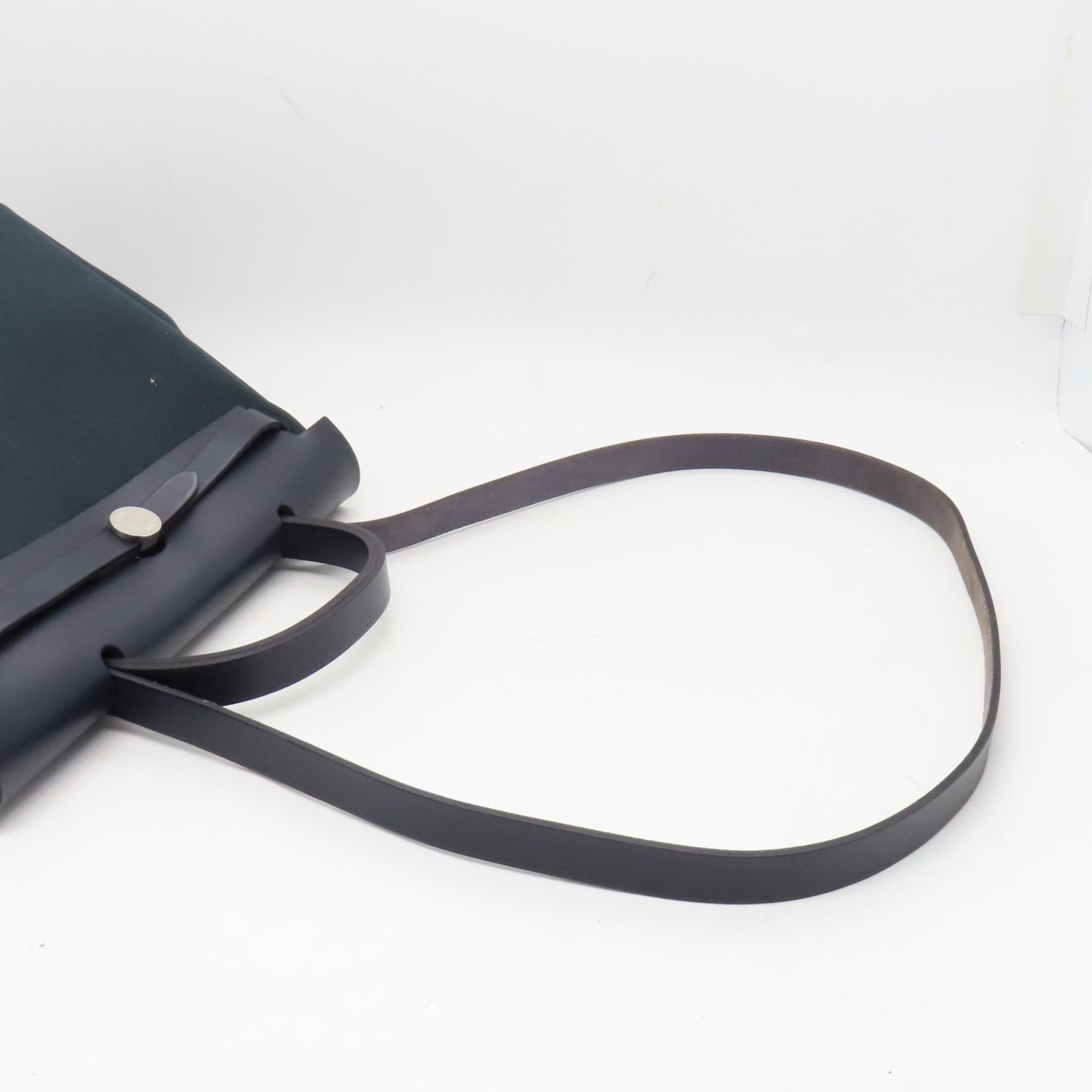 HERMES canvas Herbag PM silver buckle handle shoulder bag green