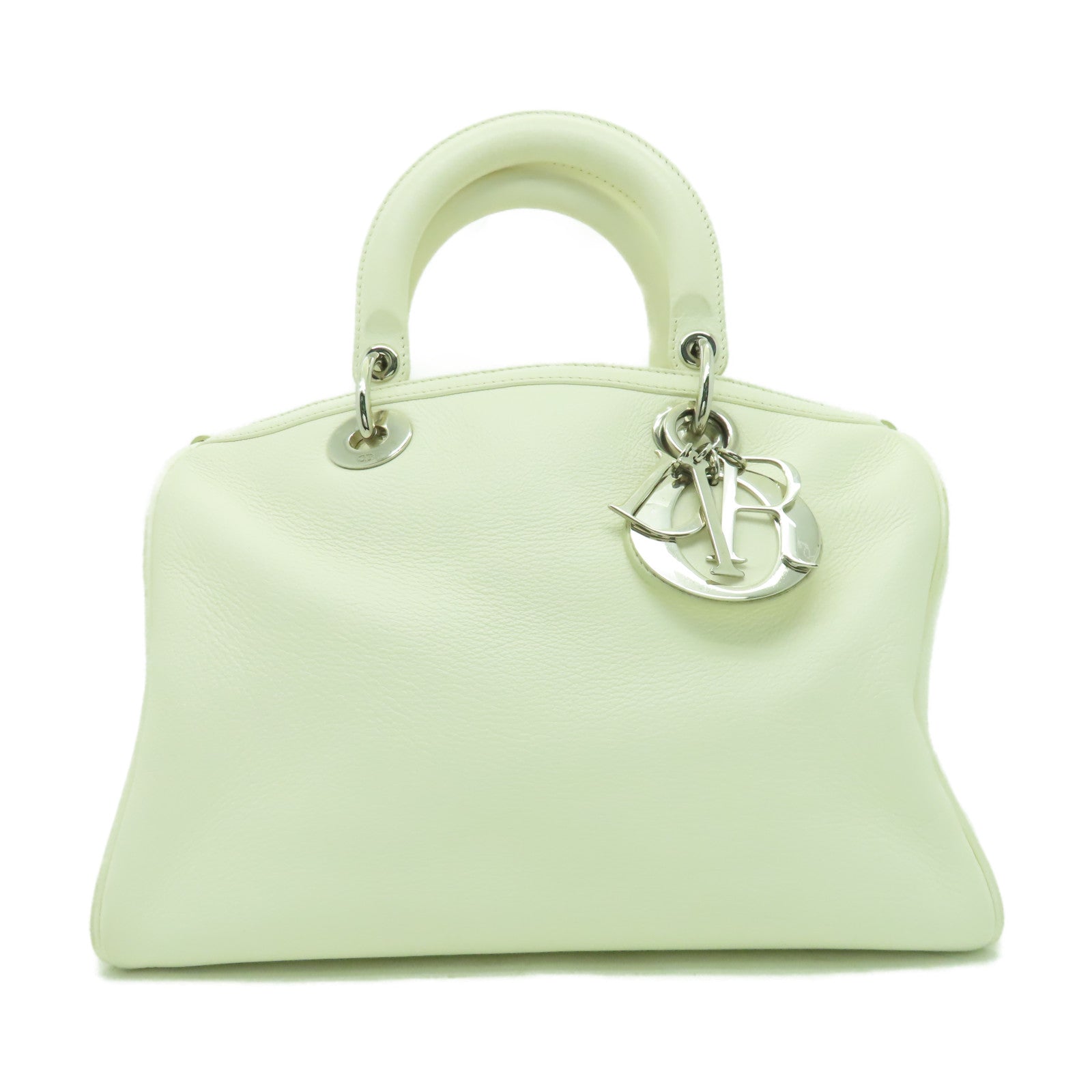 Dior 【激減優惠】牛皮皮革Hand Bag銀扣手挽袋白色