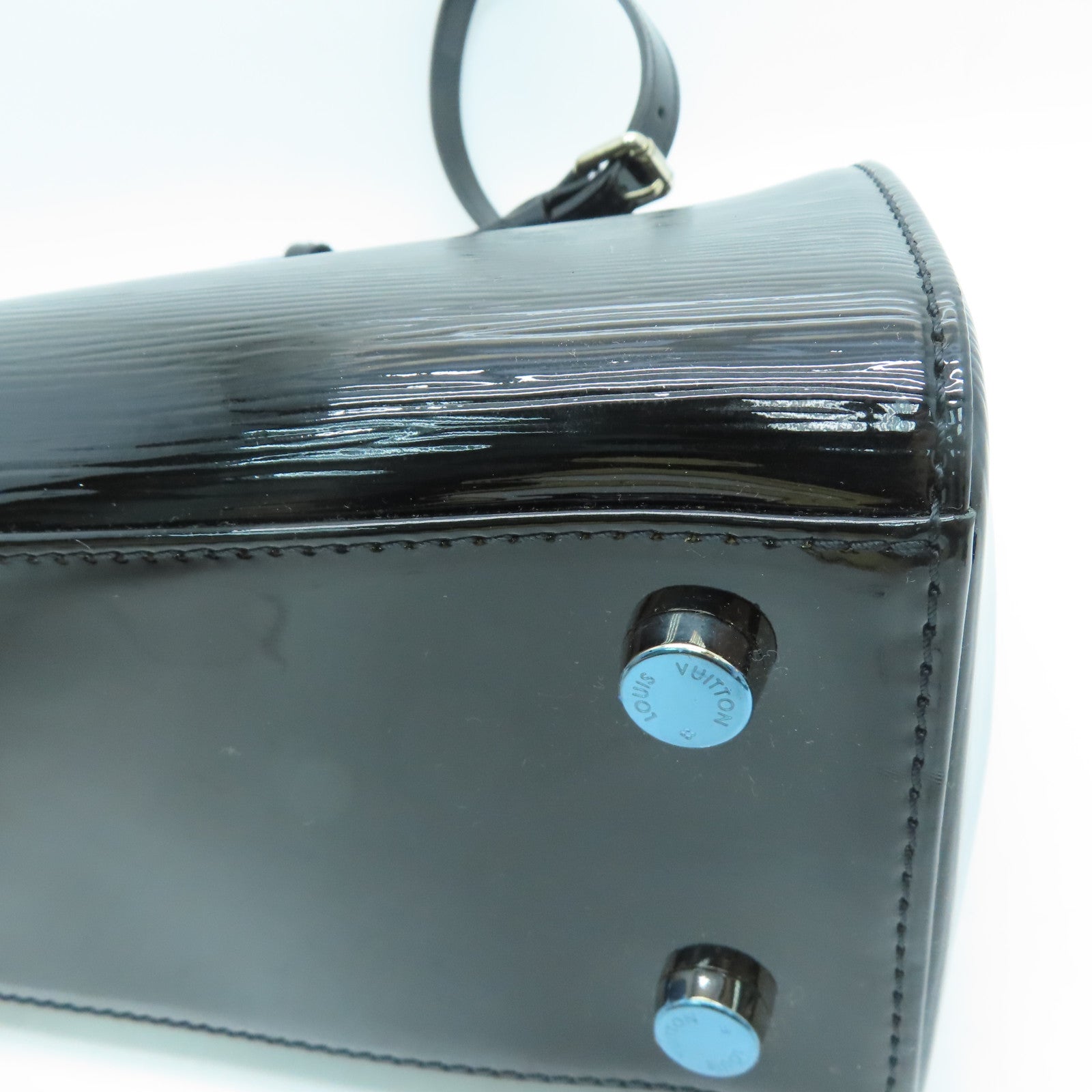 LOUIS VUITTON Epi Shiny Brea MM Silver Buckle Handle Shoulder Backpack Black
