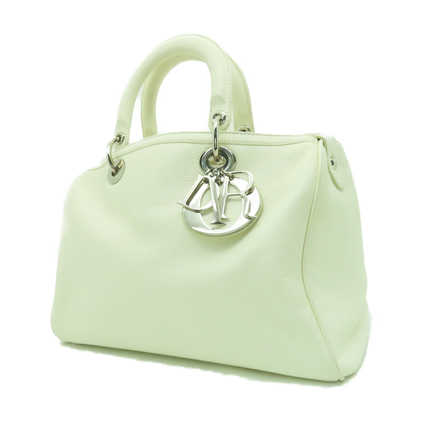 Dior 【激減優惠】牛皮皮革Hand Bag銀扣手挽袋白色