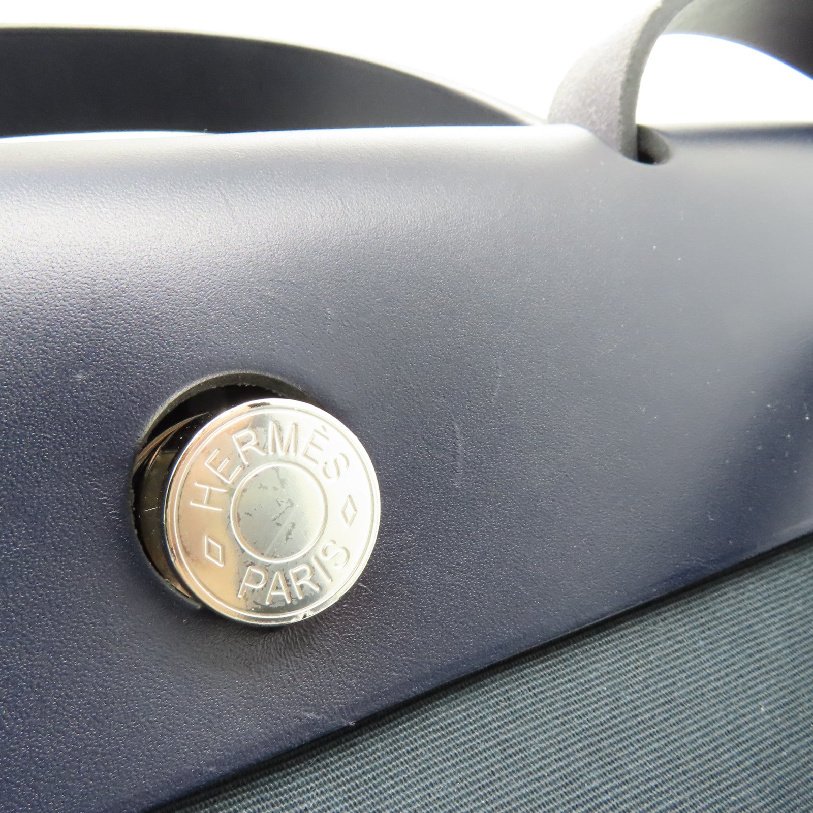 HERMES canvas Herbag PM silver buckle handle shoulder bag green