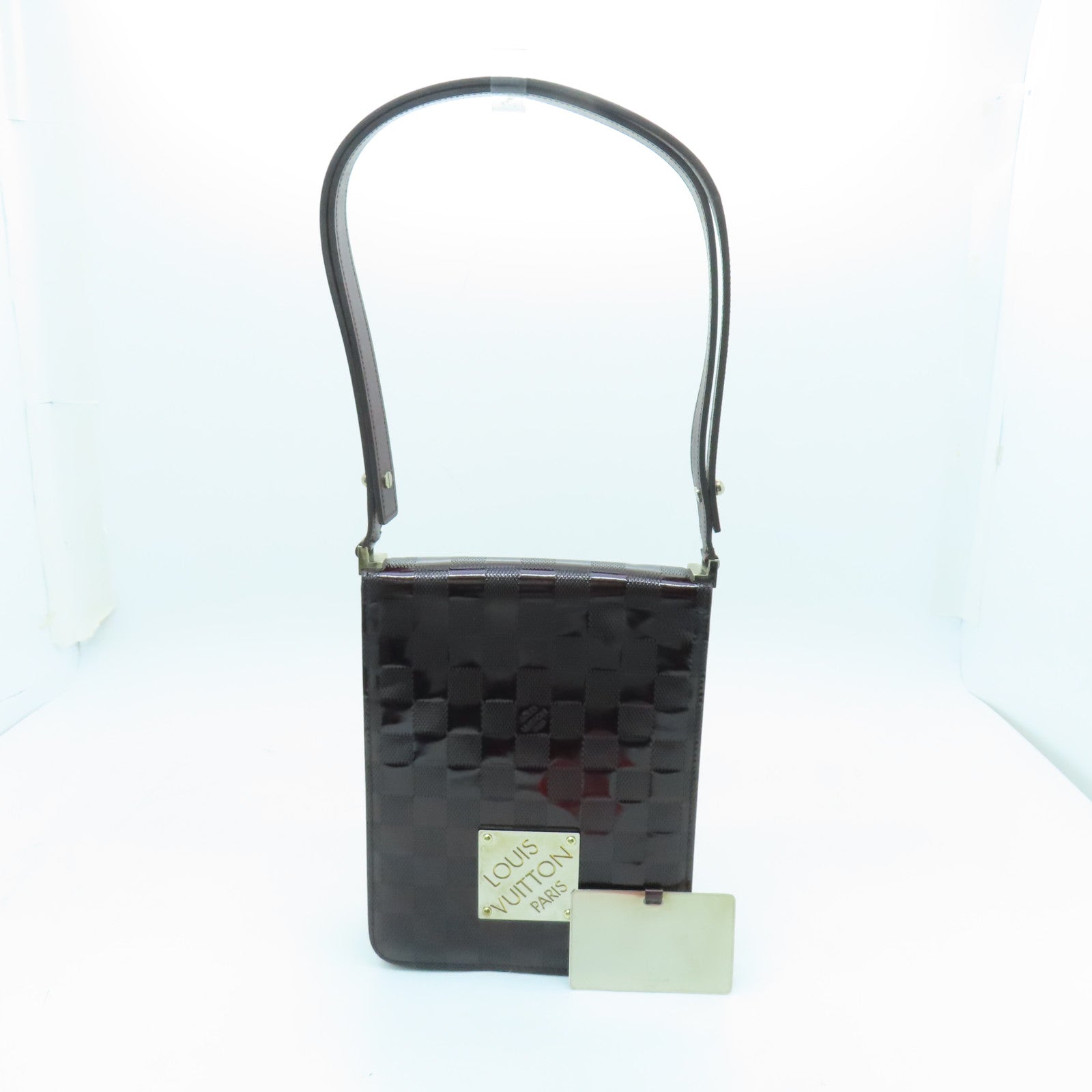 LOUIS VUITTON Damier Vernis Club Bag Carmine金扣手挽肩背兩用袋深啡色