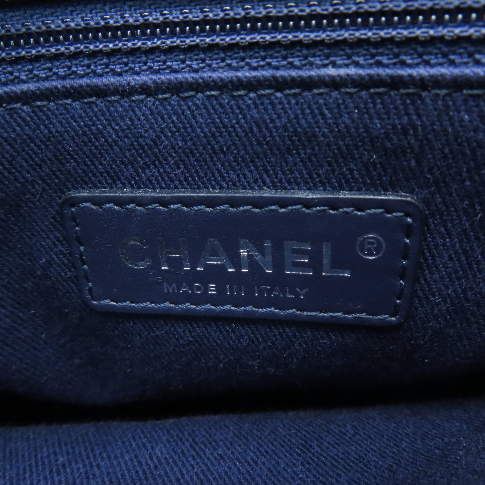 CHANEL 菱格Denim Coco handle銀扣鏈帶肩背袋藍色