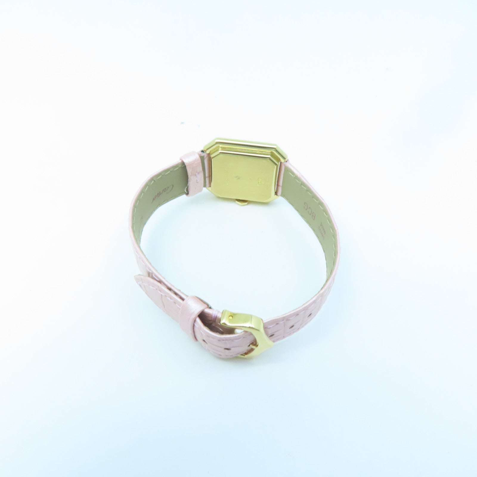 CARTIER Ceinture 18K Gold/Leather Band Watch Quartz Movement Pink