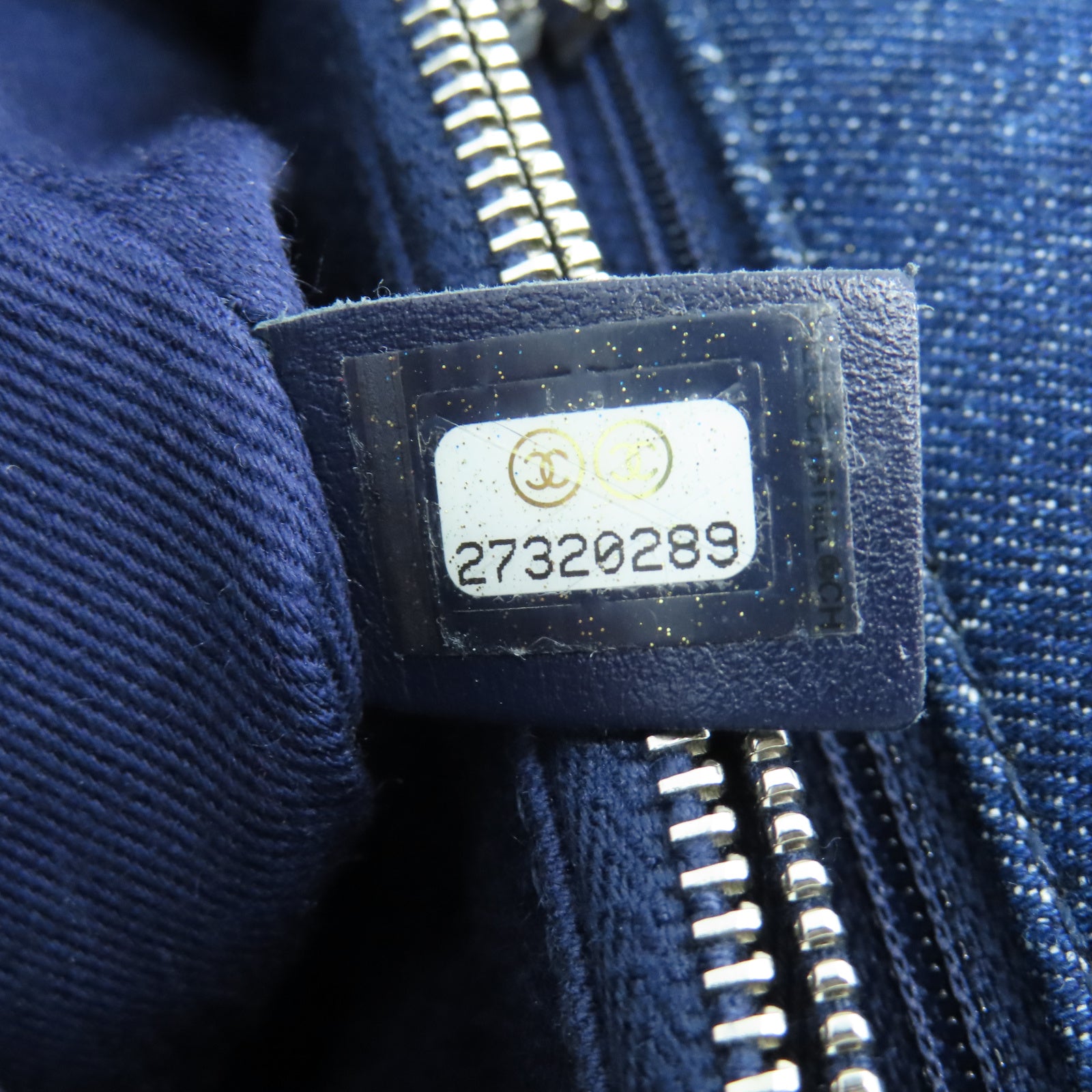 CHANEL 菱格Denim Coco handle銀扣鏈帶肩背袋藍色