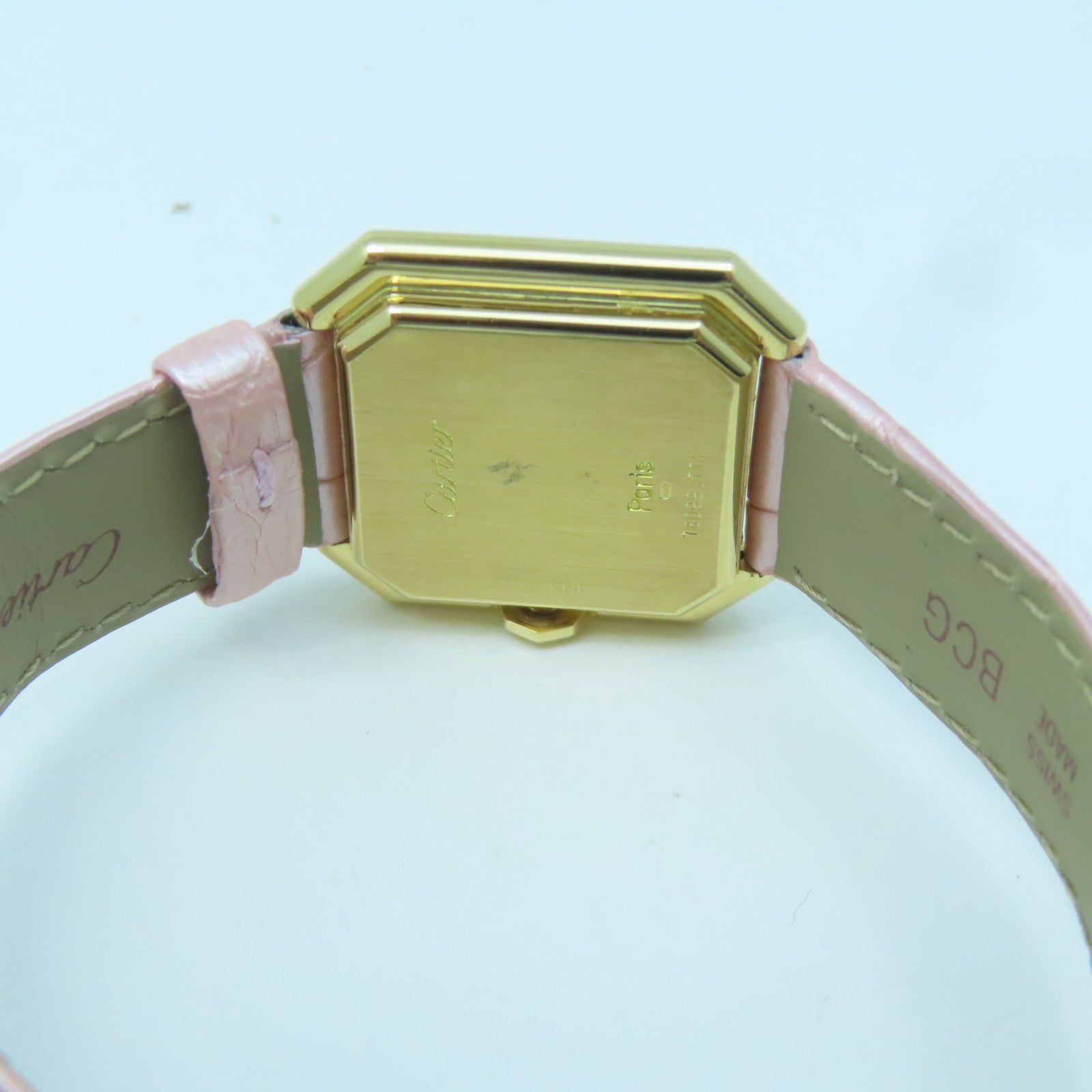 CARTIER Ceinture 18K Gold/Leather Band Watch Quartz Movement Pink