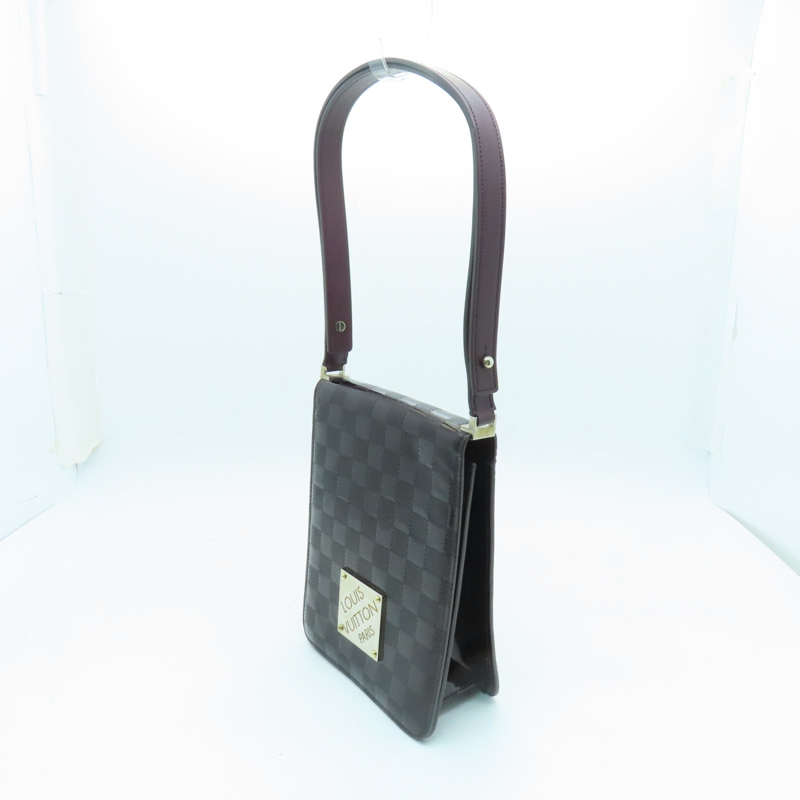 LOUIS VUITTON Damier Vernis Club Bag Carmine金扣手挽肩背兩用袋深啡色