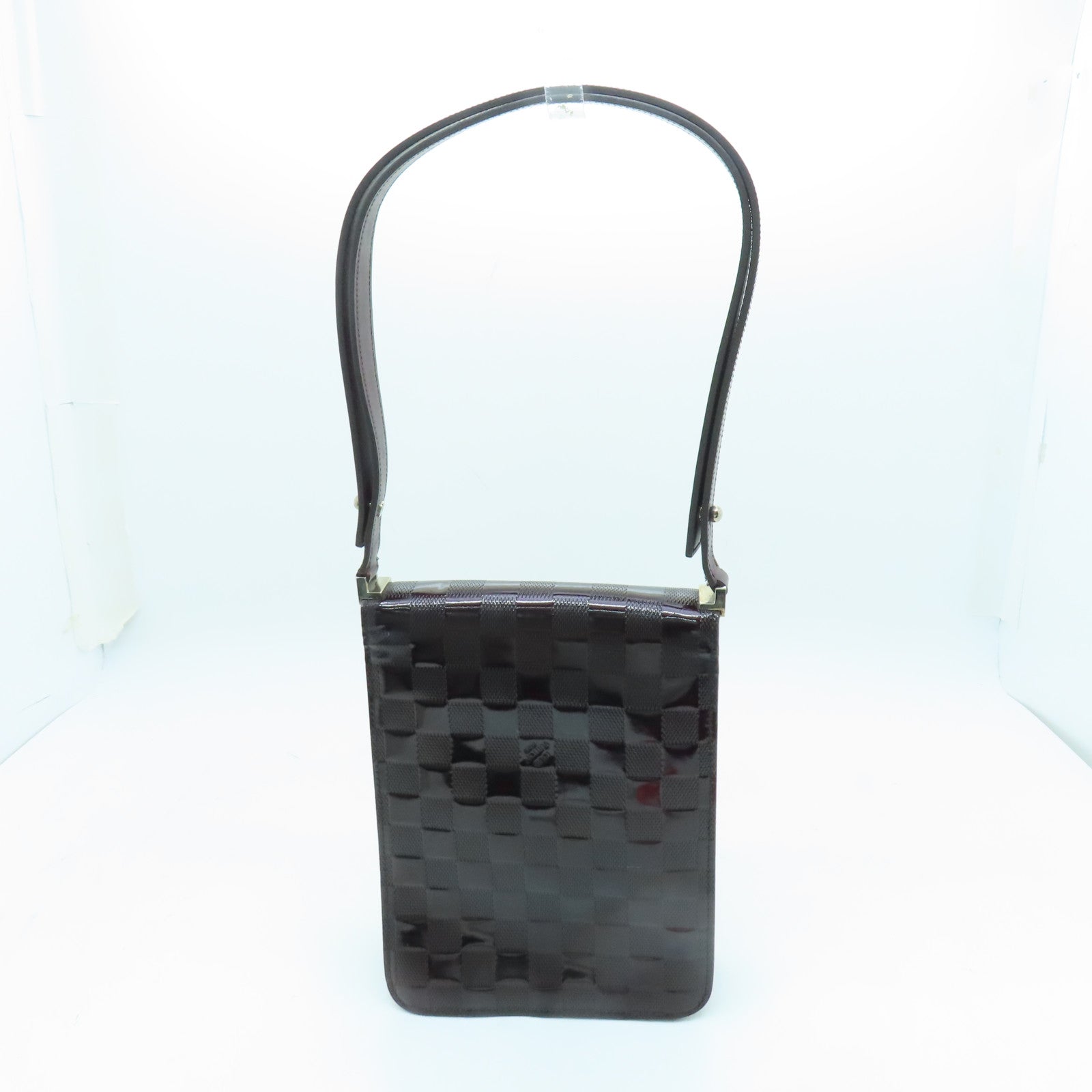 LOUIS VUITTON Damier Vernis Club Bag Carmine金扣手挽肩背兩用袋深啡色