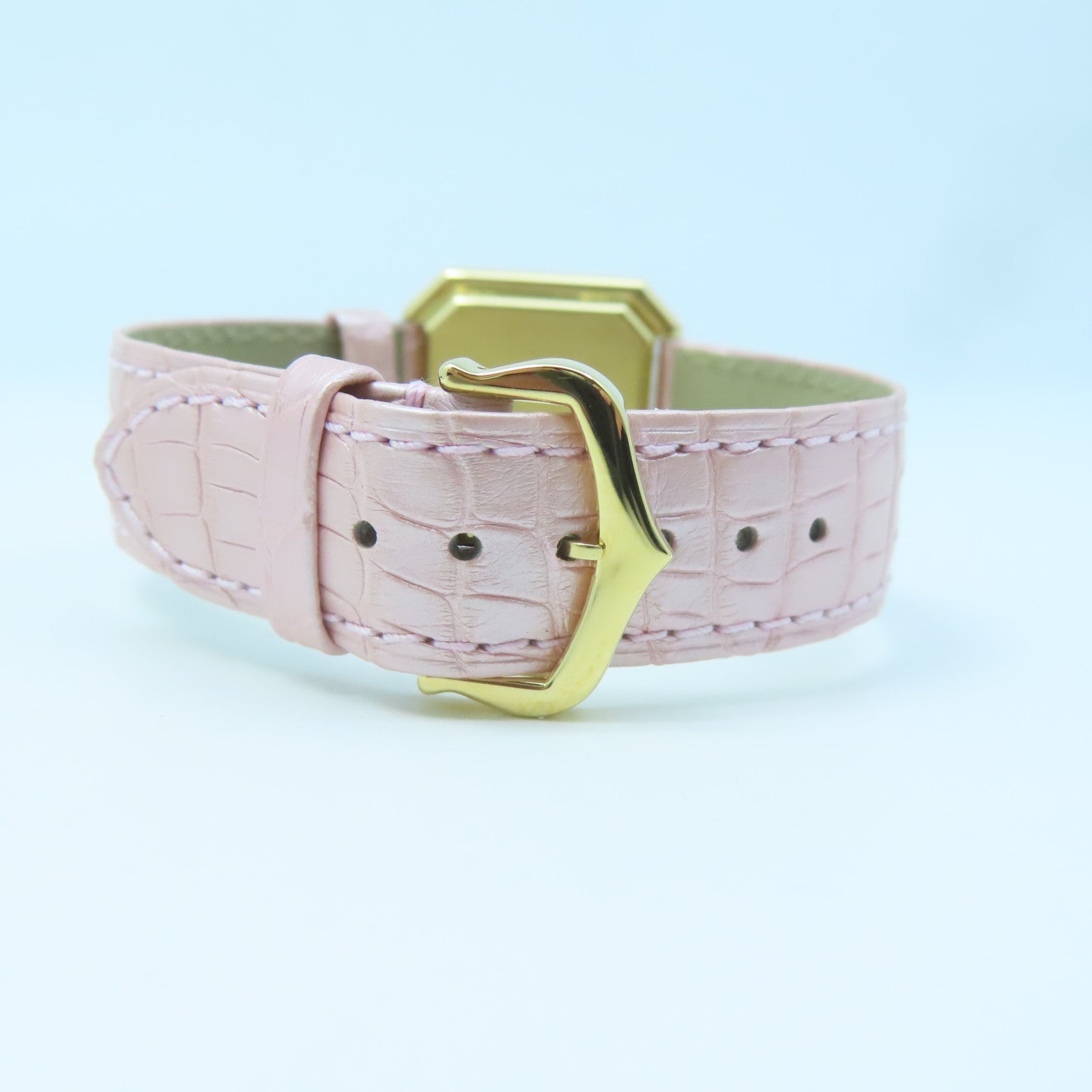 CARTIER Ceinture 18K Gold/Leather Band Watch Quartz Movement Pink