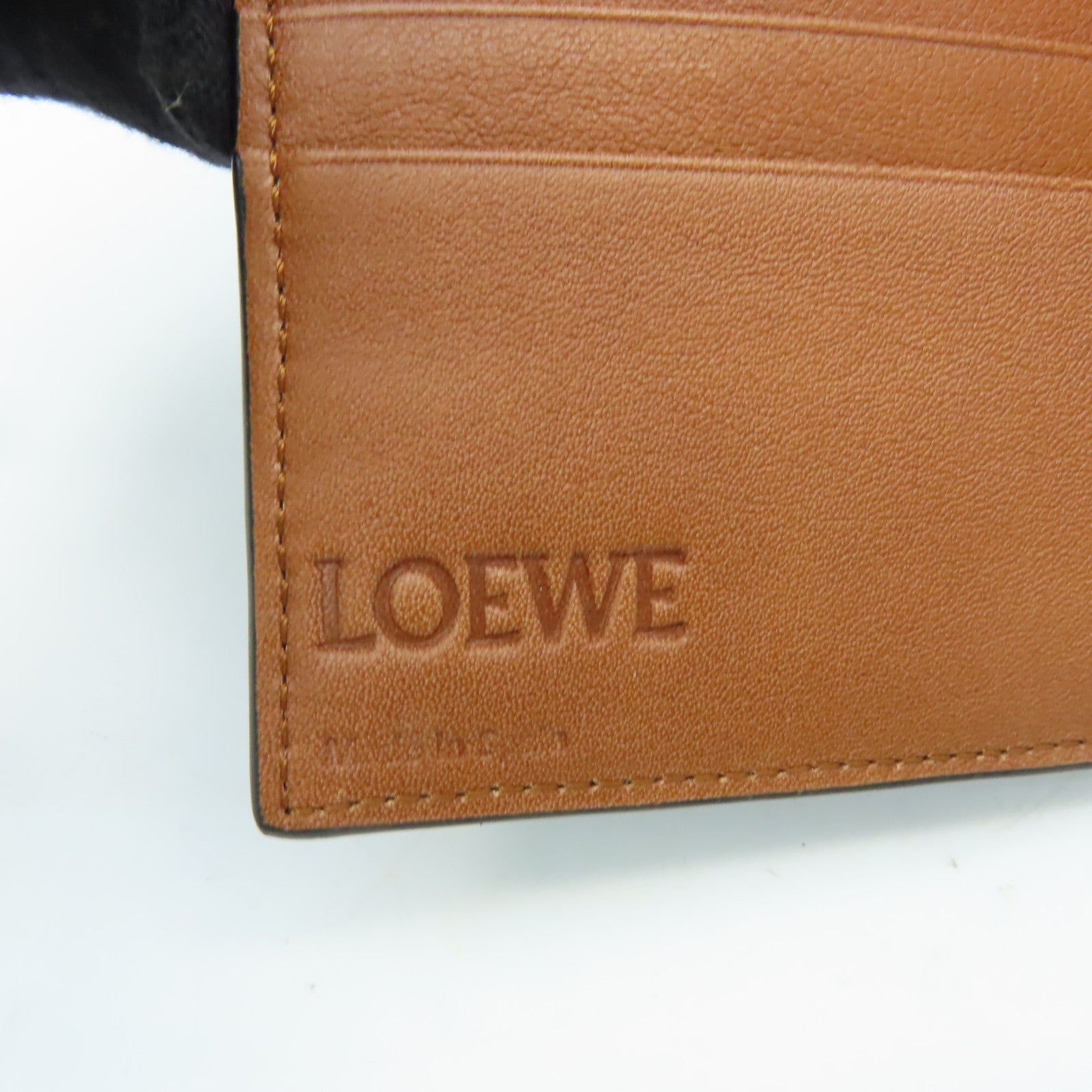 LOEWE 牛皮皮革Middle Wallet銀扣錢包藍色/啡色