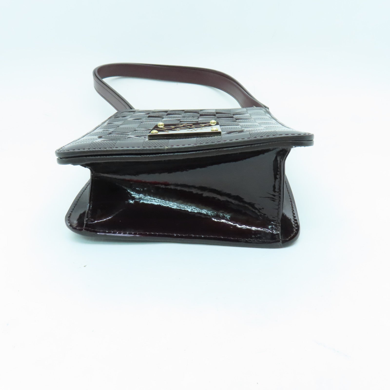LOUIS VUITTON Damier Vernis Club Bag Carmine金扣手挽肩背兩用袋深啡色