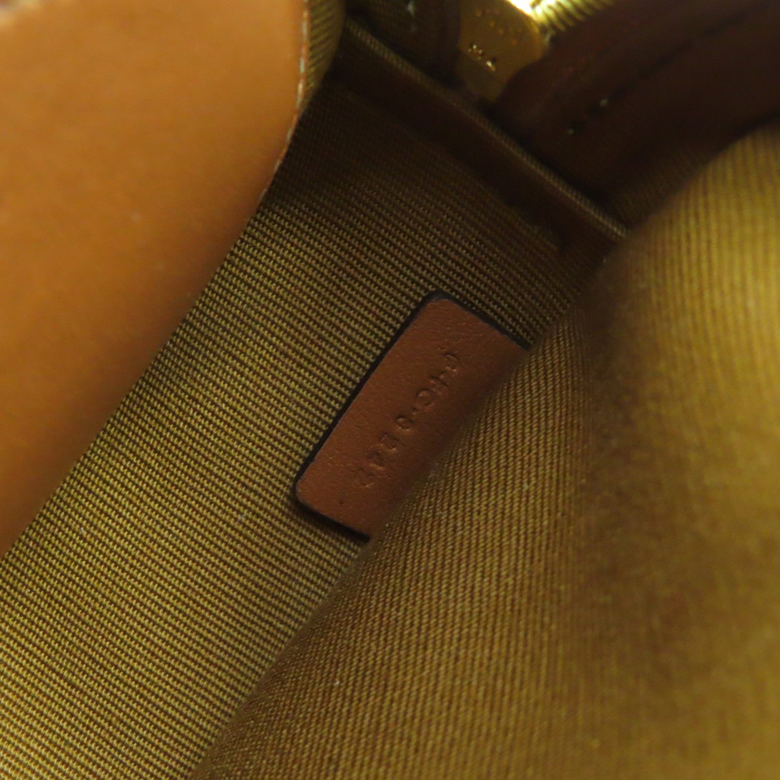 CELINE Coated Canvas Shoulder Bag Gold Buckle Brown Brown