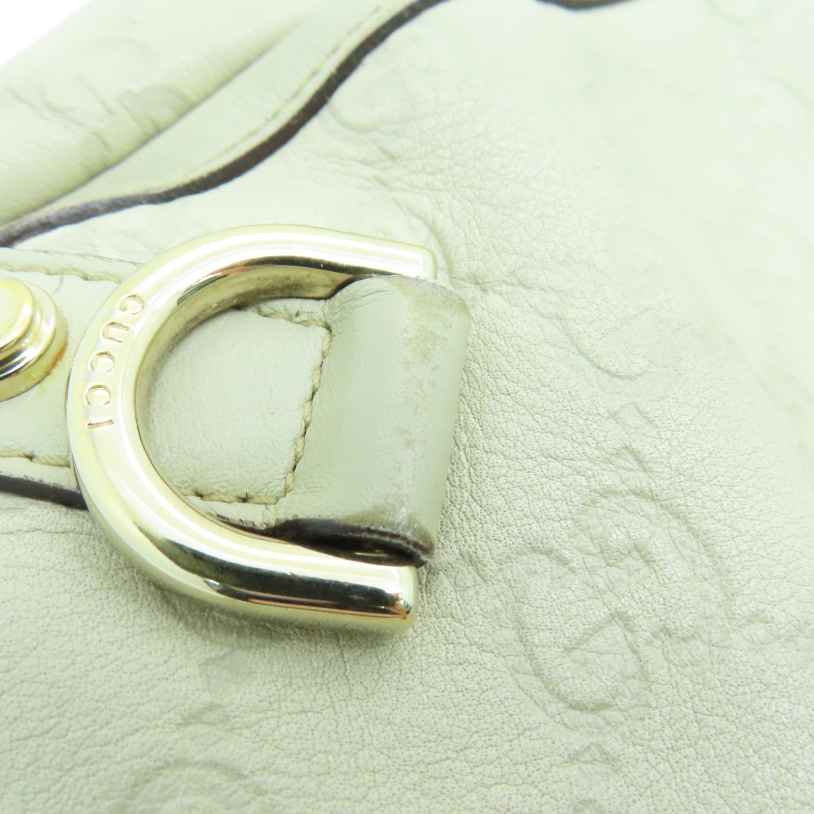 GUCCI 牛皮皮革Tote Bag银扣手挽袋灰色