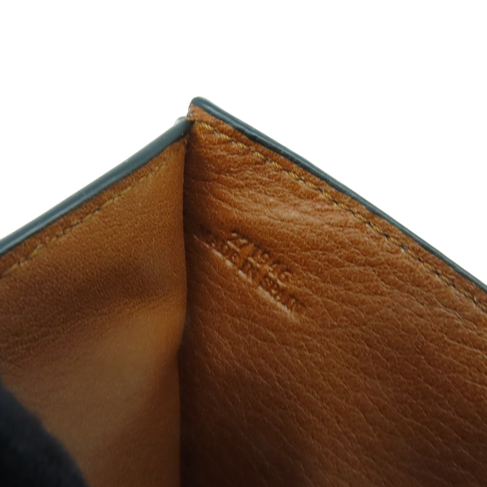 LOEWE 牛皮皮革Middle Wallet銀扣錢包藍色/啡色