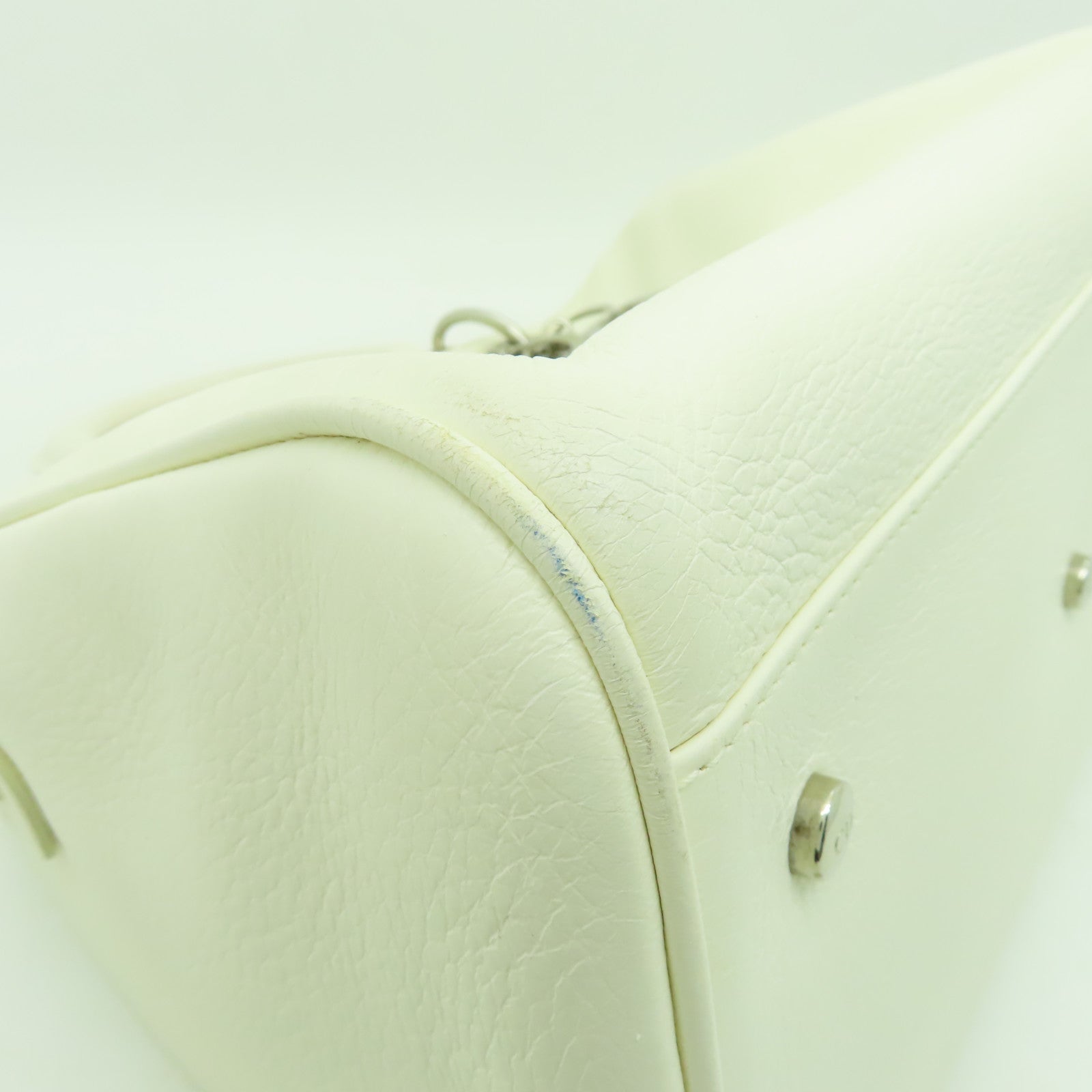 Dior 【激減優惠】牛皮皮革Hand Bag銀扣手挽袋白色