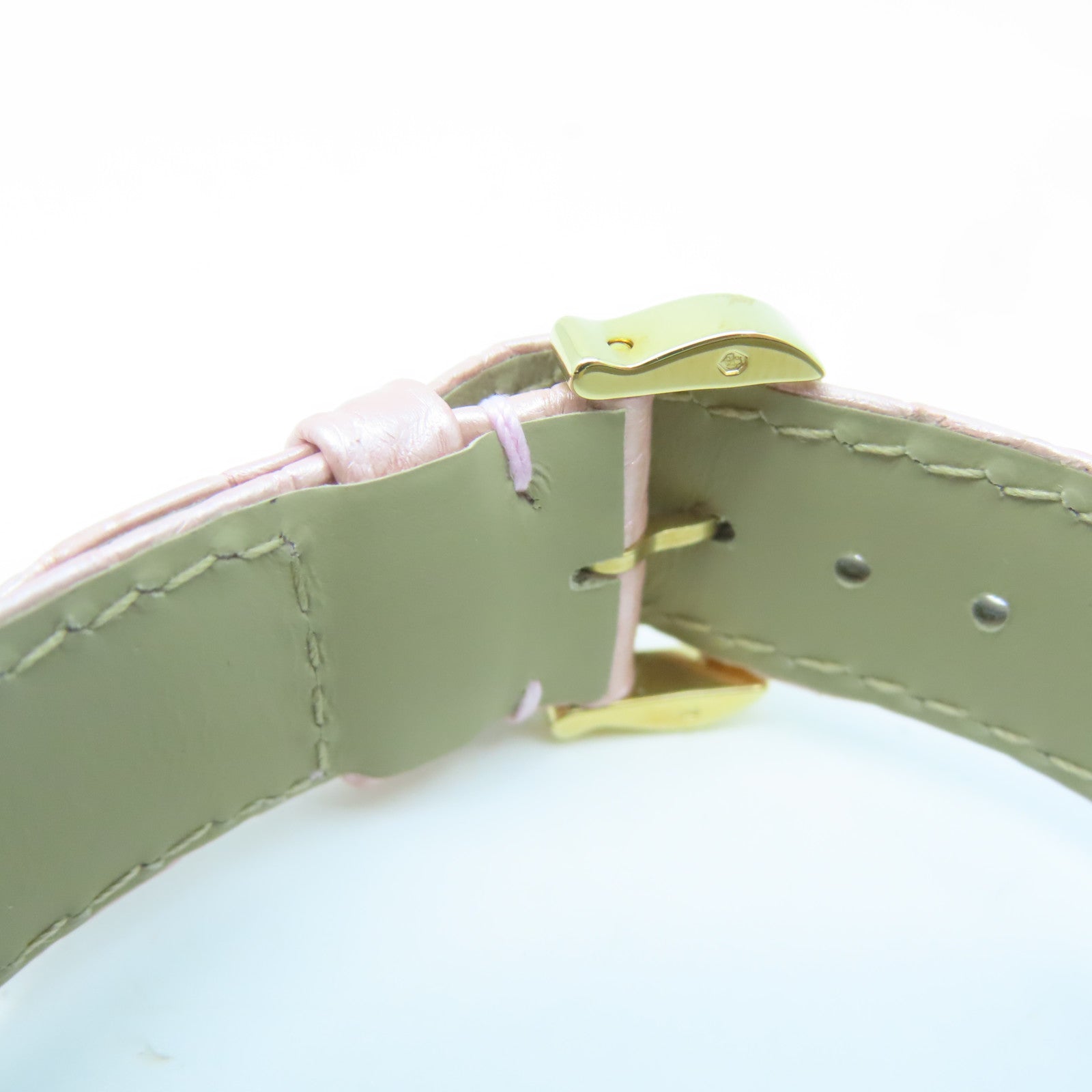 CARTIER Ceinture 18K Gold/Leather Band Watch Quartz Movement Pink
