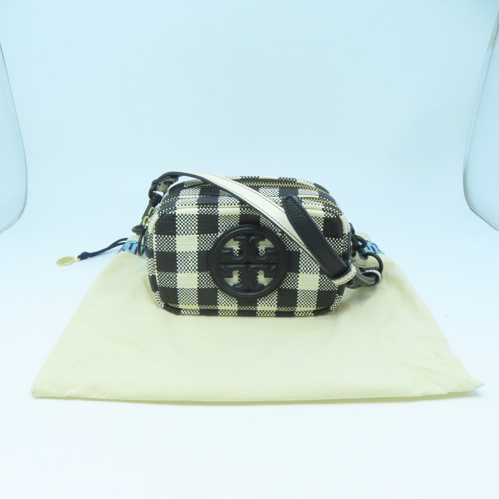 Tory Burch 牛皮皮革Shoulder Bag金扣肩背袋黑色/白色