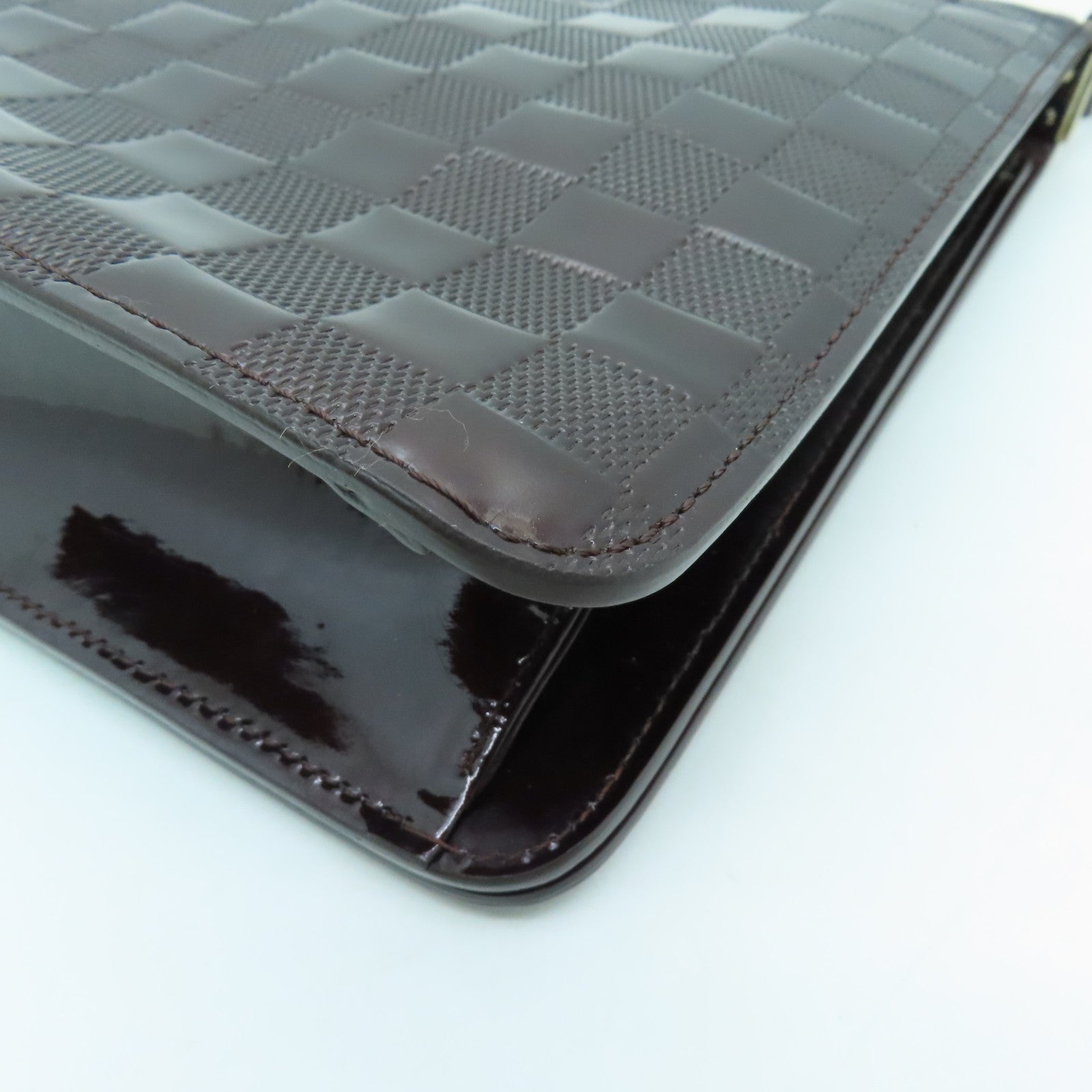 LOUIS VUITTON Damier Vernis Club Bag Carmine金扣手挽肩背兩用袋深啡色