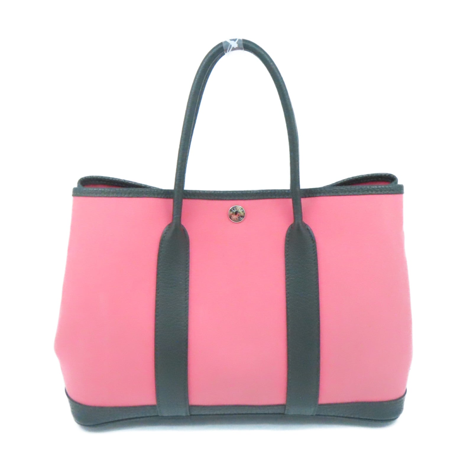 HERMES 【激減優惠】帆布Garden Party TPM銀扣手挽袋Pink粉紅色