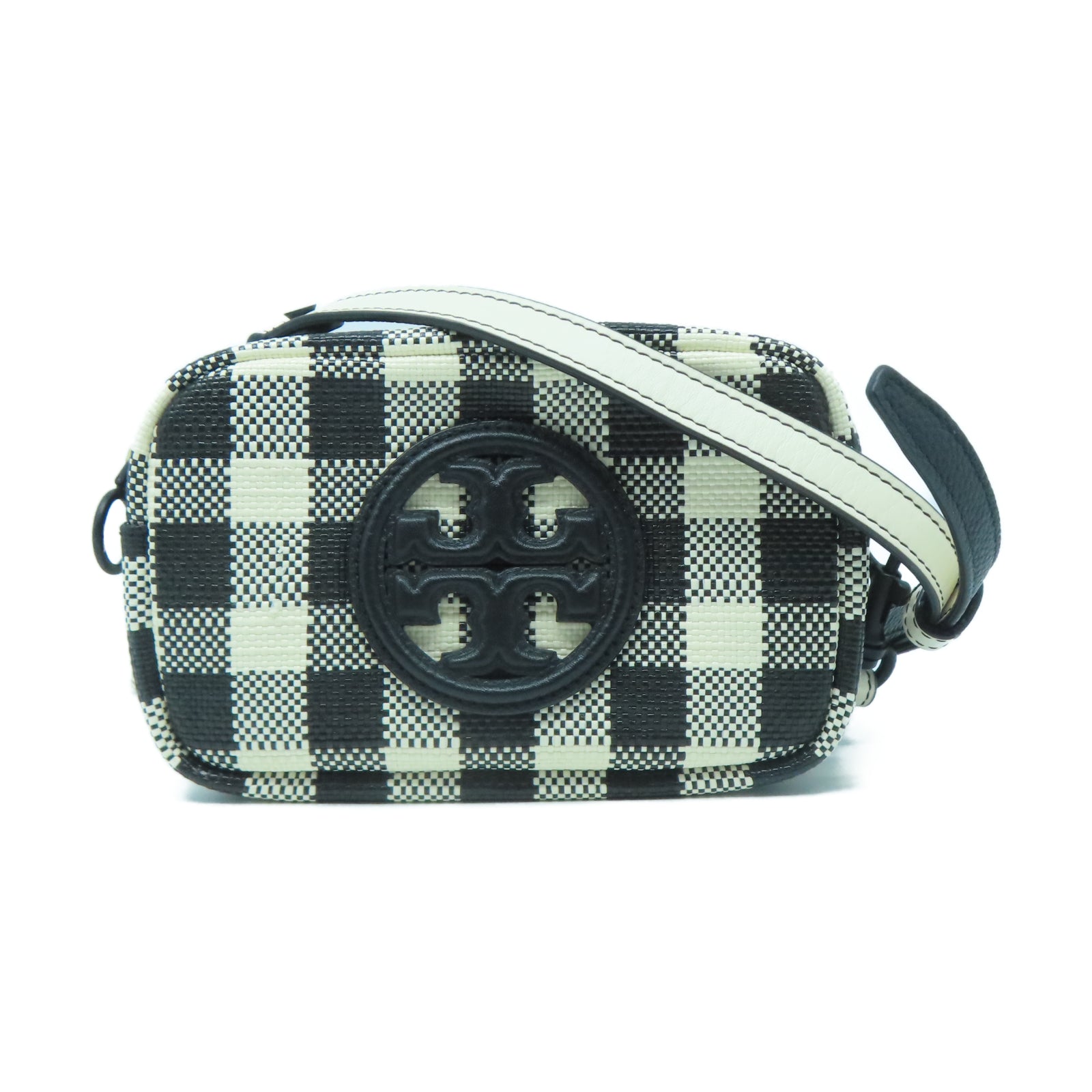 Tory Burch 牛皮皮革Shoulder Bag金扣肩背袋黑色/白色