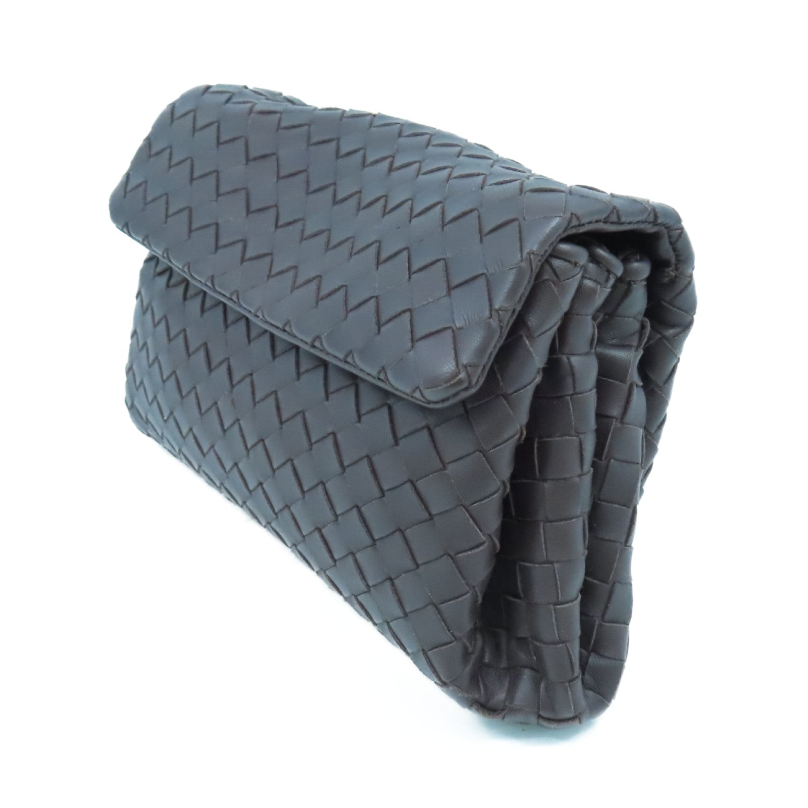 BOTTEGA VENETA 织纹皮革Clutch Bag手拿包啡色